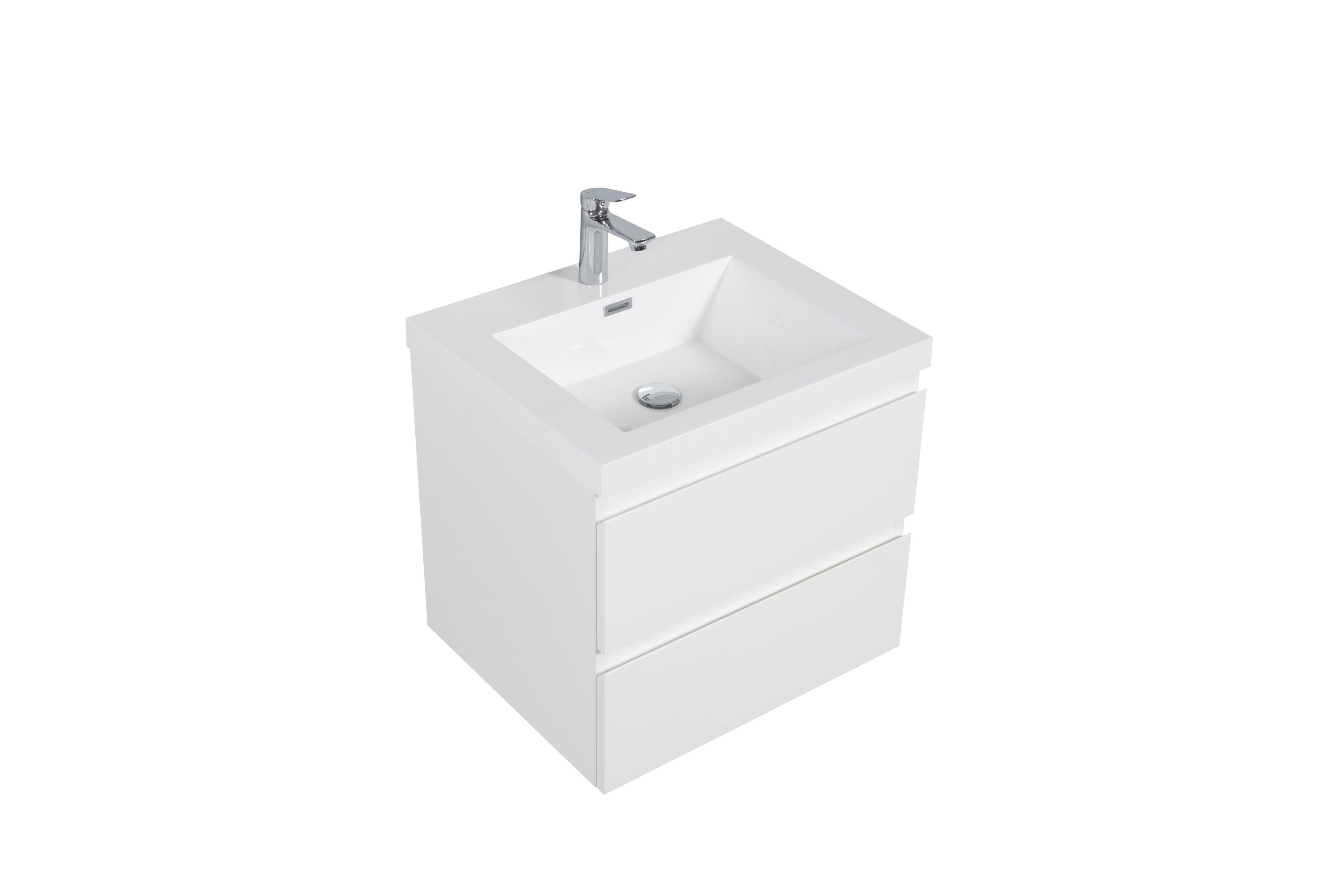 24" Floating Bathroom Vanity with Sink, Modern Wall-Mounted Bathroom Storage Vanity Cabinet with Resin Top Basin and Soft Close Drawers, Glossy White 24V11-24GW