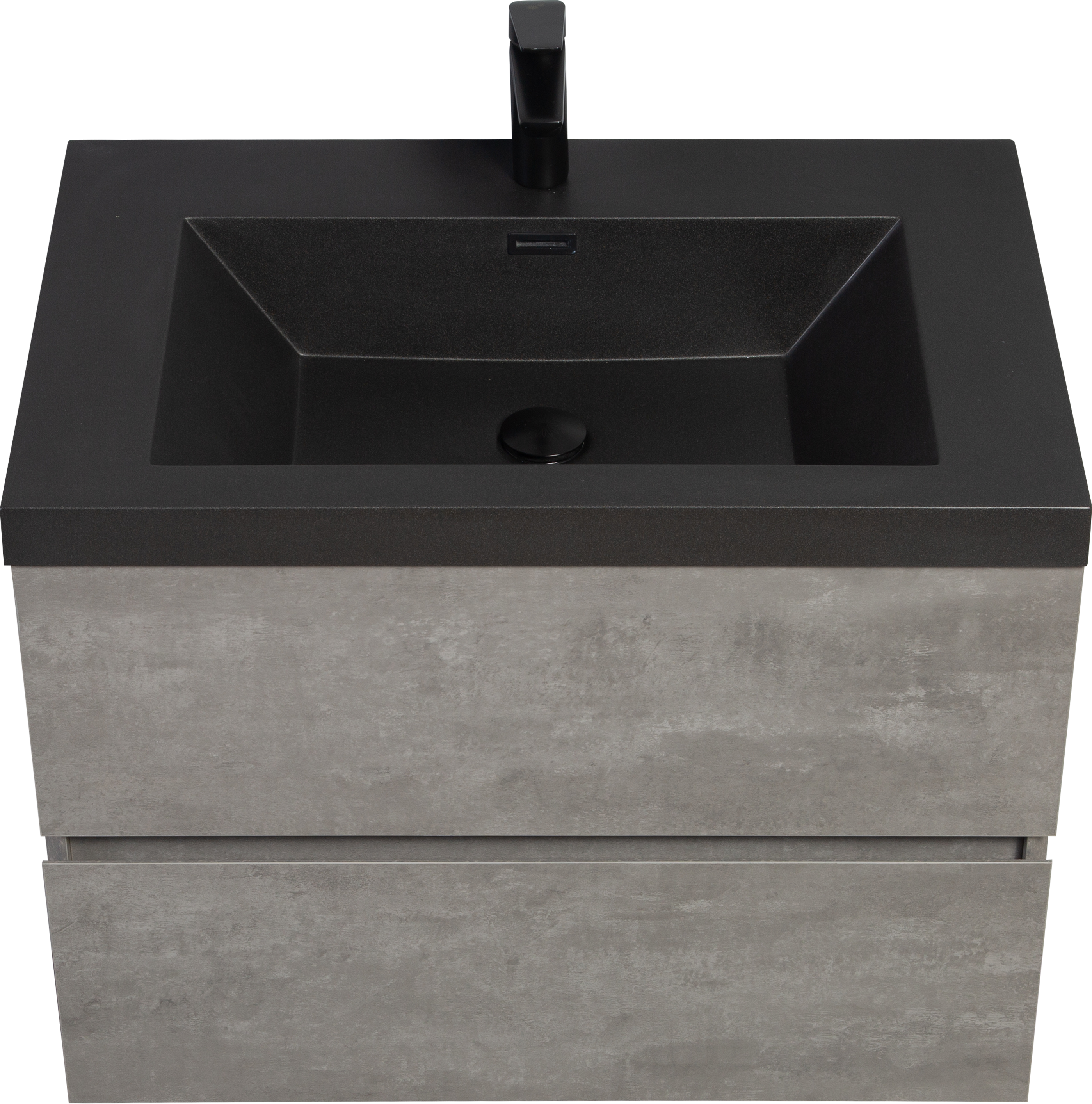 30" Floating Bathroom Vanity with Sink, Modern Wall-Mounted Bathroom Storage Vanity Cabinet with Black Quartz Sand Top Basin and Soft Close Drawers, Grey 24V12-30GR