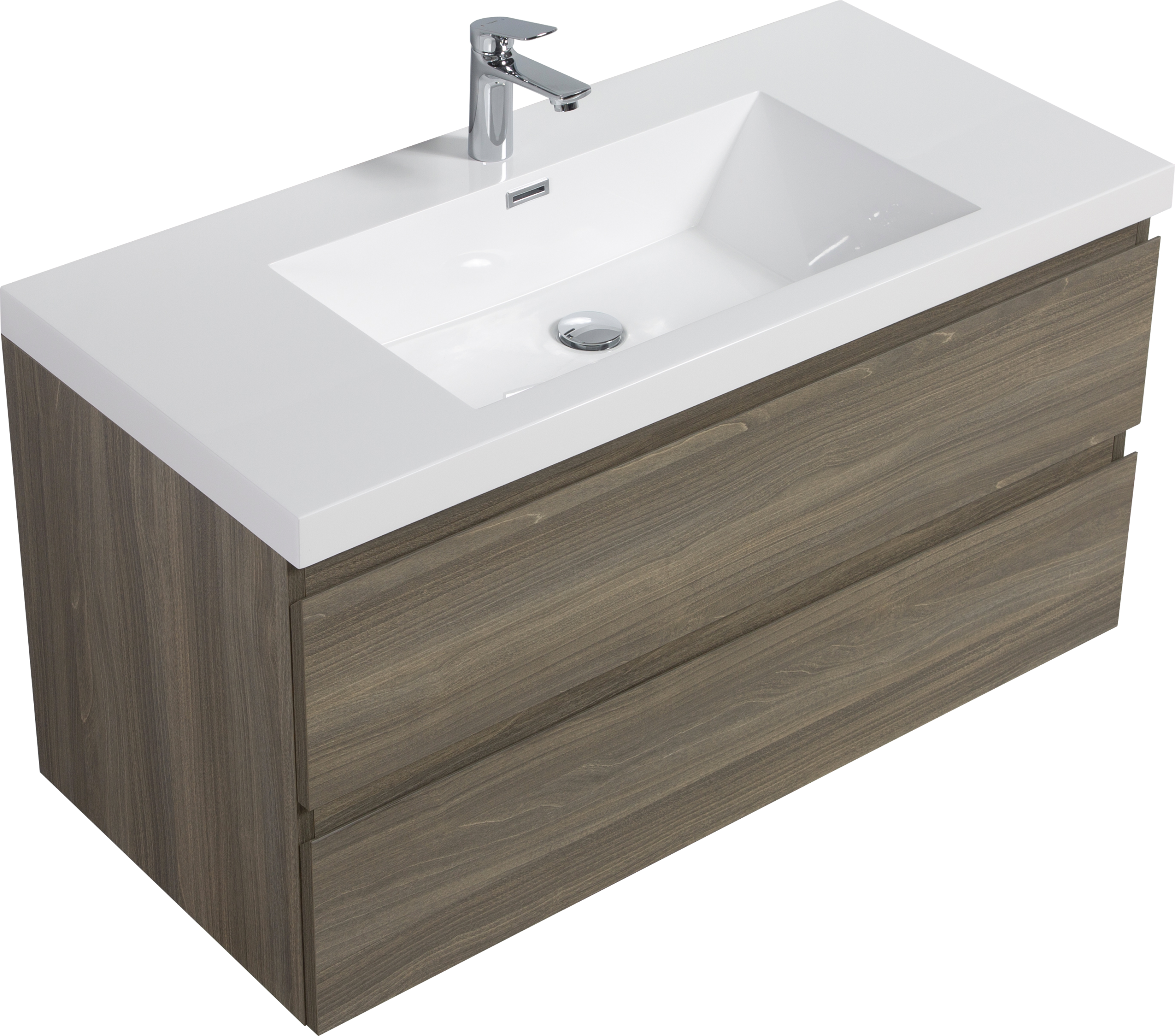 42" Floating Bathroom Vanity with Sink, Modern Wall-Mounted Bathroom Storage Vanity Cabinet with Resin Top Basin and Soft Close Drawers, Ash Grey 24V11-42AG