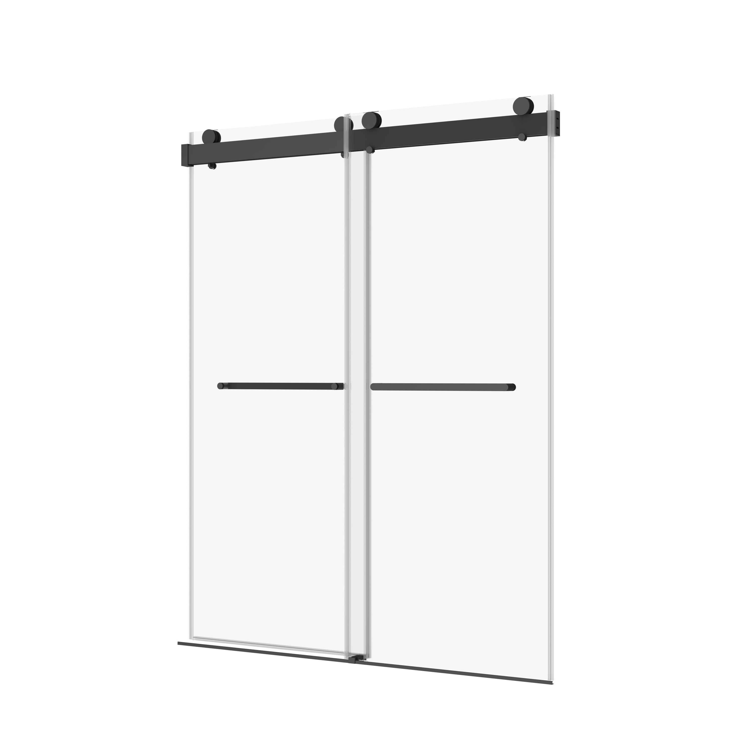 56 to 60 in. W x 76 in. H Double Sliding Frameless Soft-Close Shower Door with Premium 3/8 Inch (10mm) Thick Tampered Glass and Easy-cleaning Coating, Stainless Steel in Matte Black 22D02-60MB