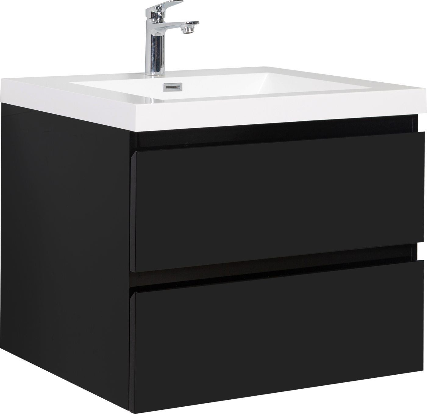 30" Floating Bathroom Vanity with Sink, Modern Wall-Mounted Bathroom Storage Vanity Cabinet with Resin Top Basin and Soft Close Drawers, Glossy Black 24V11-30GB