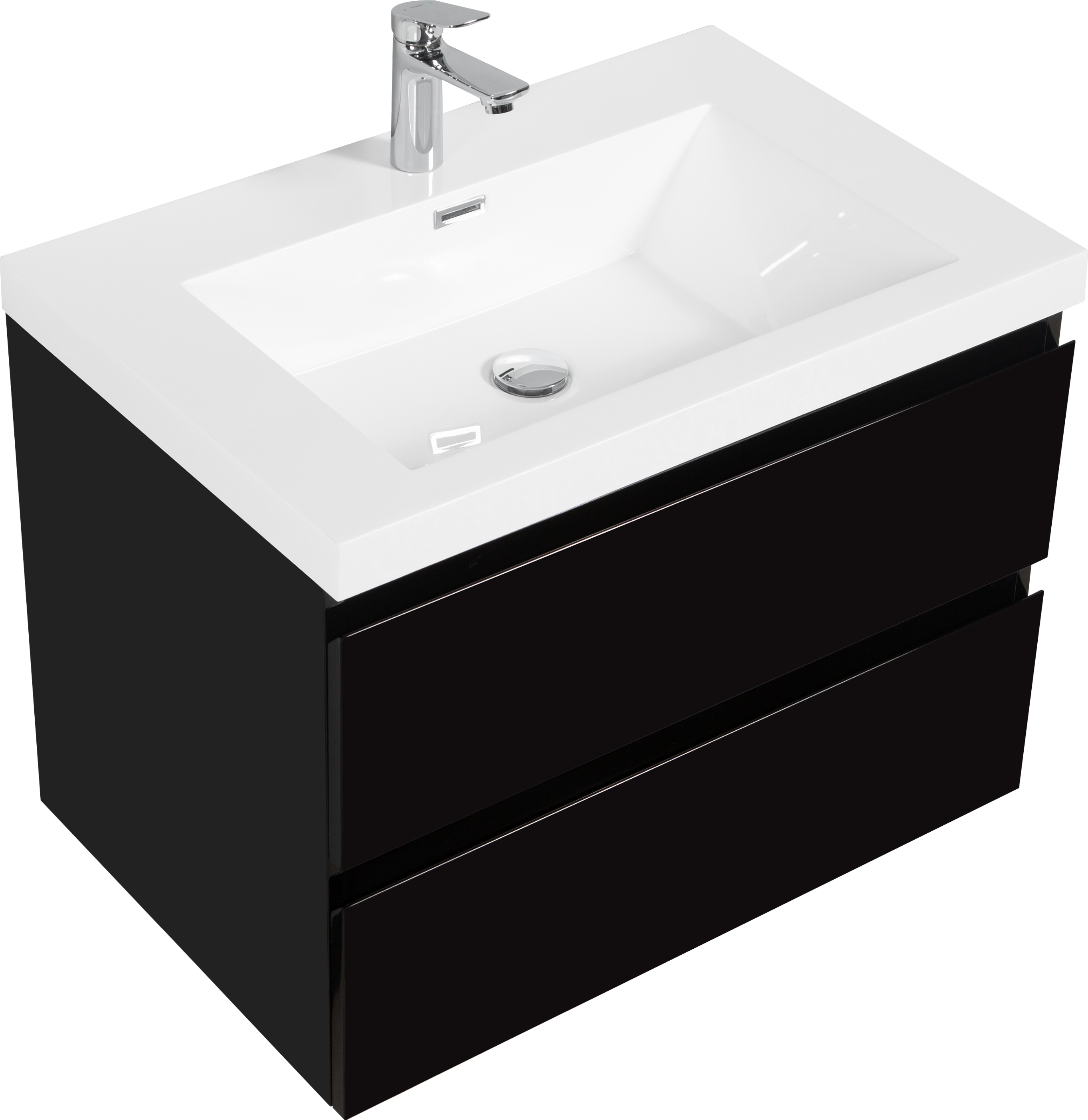 30" Floating Bathroom Vanity with Sink, Modern Wall-Mounted Bathroom Storage Vanity Cabinet with Resin Top Basin and Soft Close Drawers, Glossy Black 24V11-30GB