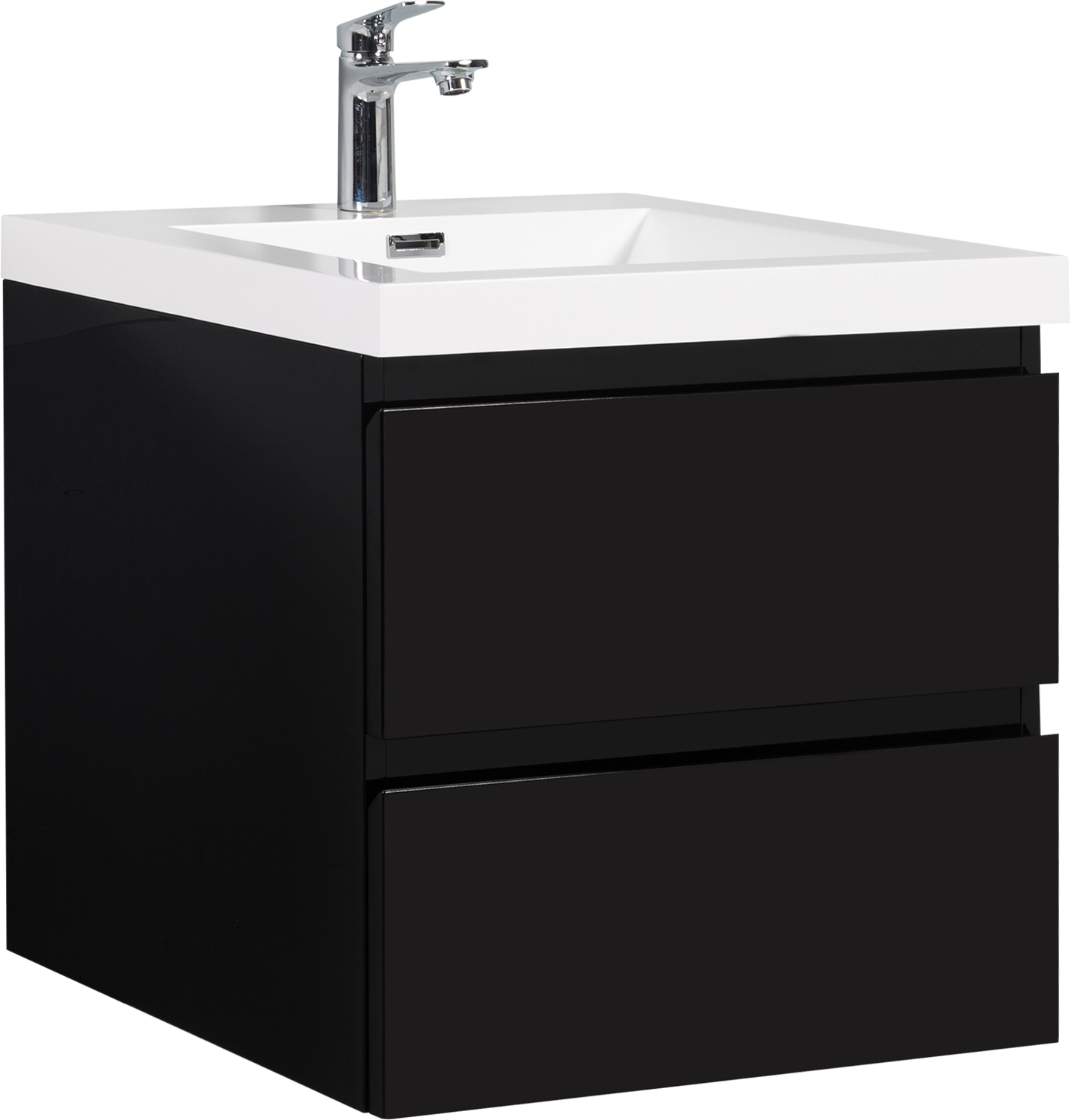 24" Floating Bathroom Vanity with Sink, Modern Wall-Mounted Bathroom Storage Vanity Cabinet with Resin Top Basin and Soft Close Drawers, Glossy Black 24V11-24GB