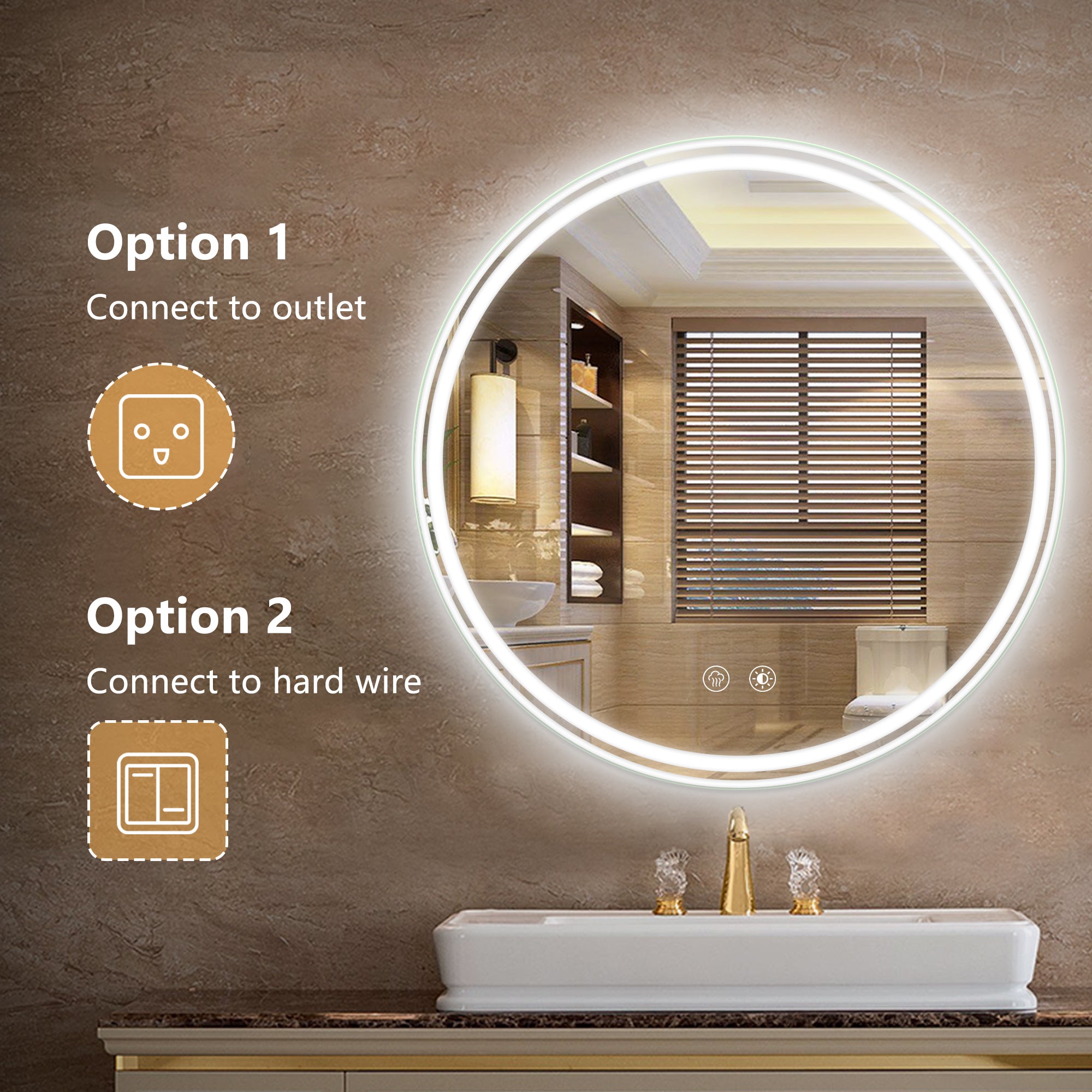 Round Bathroom LED Mirror 24X24 inch