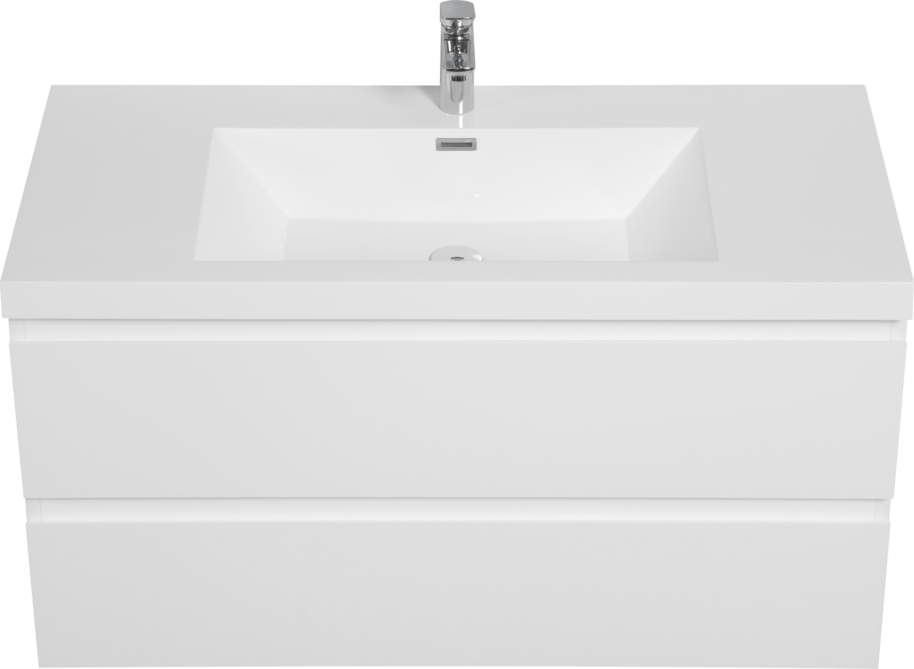 42" Floating Bathroom Vanity with Sink, Modern Wall-Mounted Bathroom Storage Vanity Cabinet with Resin Top Basin and Soft Close Drawers, Glossy White 24V11-42GW