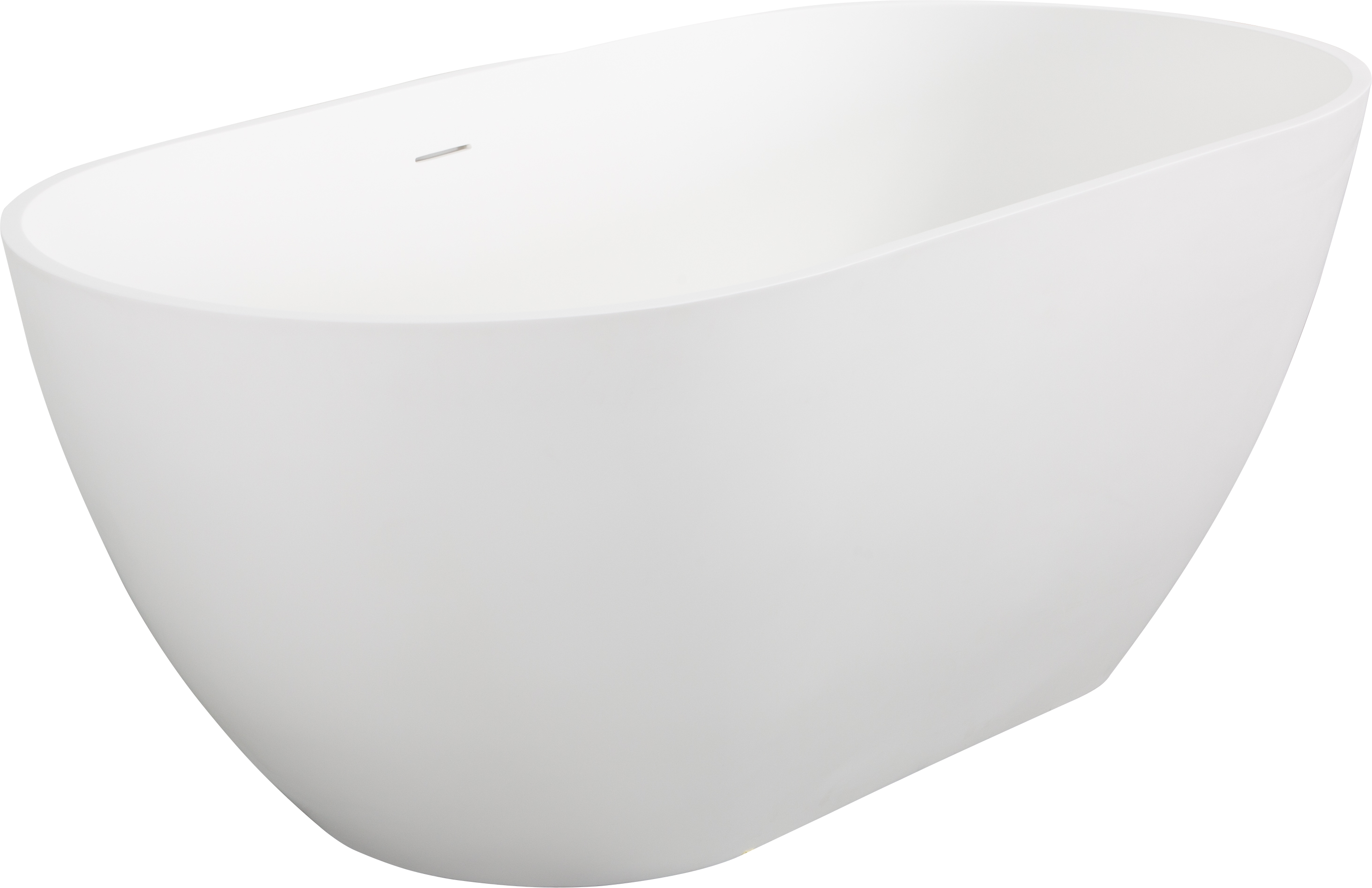 59" Freestanding Solid Surface Bathtub, Luxury Engineered Stone Resin Freestanding Soaking Bathtub with Overflow and Pop-up Drain for Contemporary Bathroom, Matte White 24S03-59MW