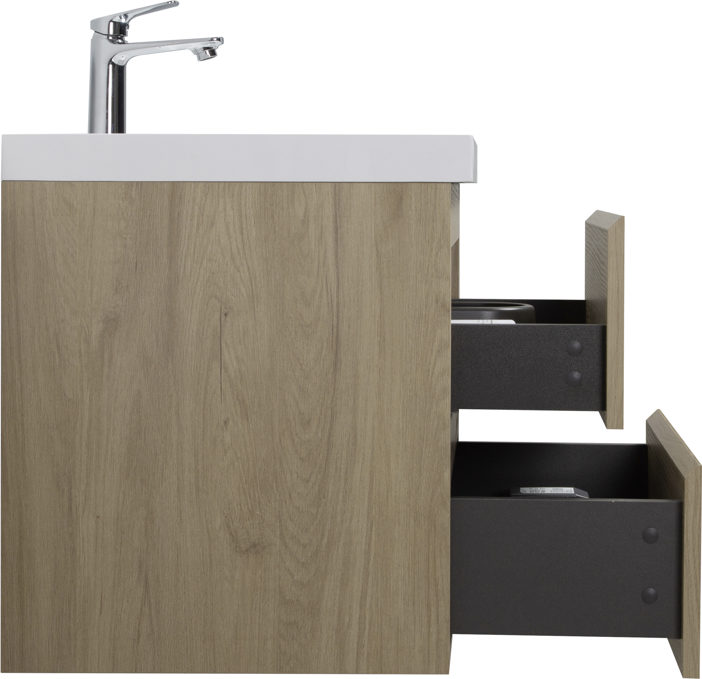 24" Floating Bathroom Vanity with Sink, Modern Wall-Mounted Bathroom Storage Vanity Cabinet with Resin Top Basin and Soft Close Drawers, Natural Oak 24V11-24NO