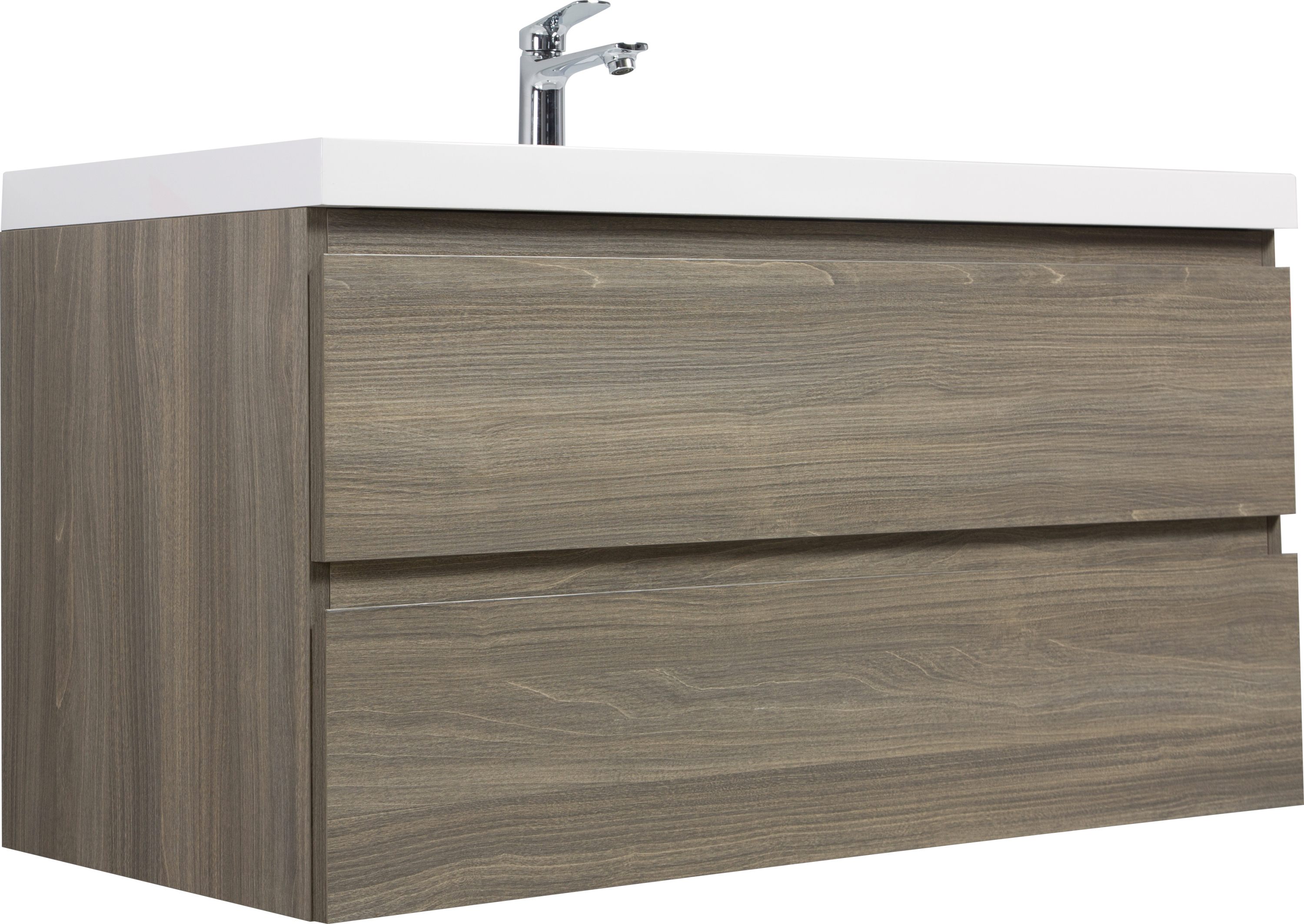 42" Floating Bathroom Vanity with Sink, Modern Wall-Mounted Bathroom Storage Vanity Cabinet with Resin Top Basin and Soft Close Drawers, Ash Grey 24V11-42AG