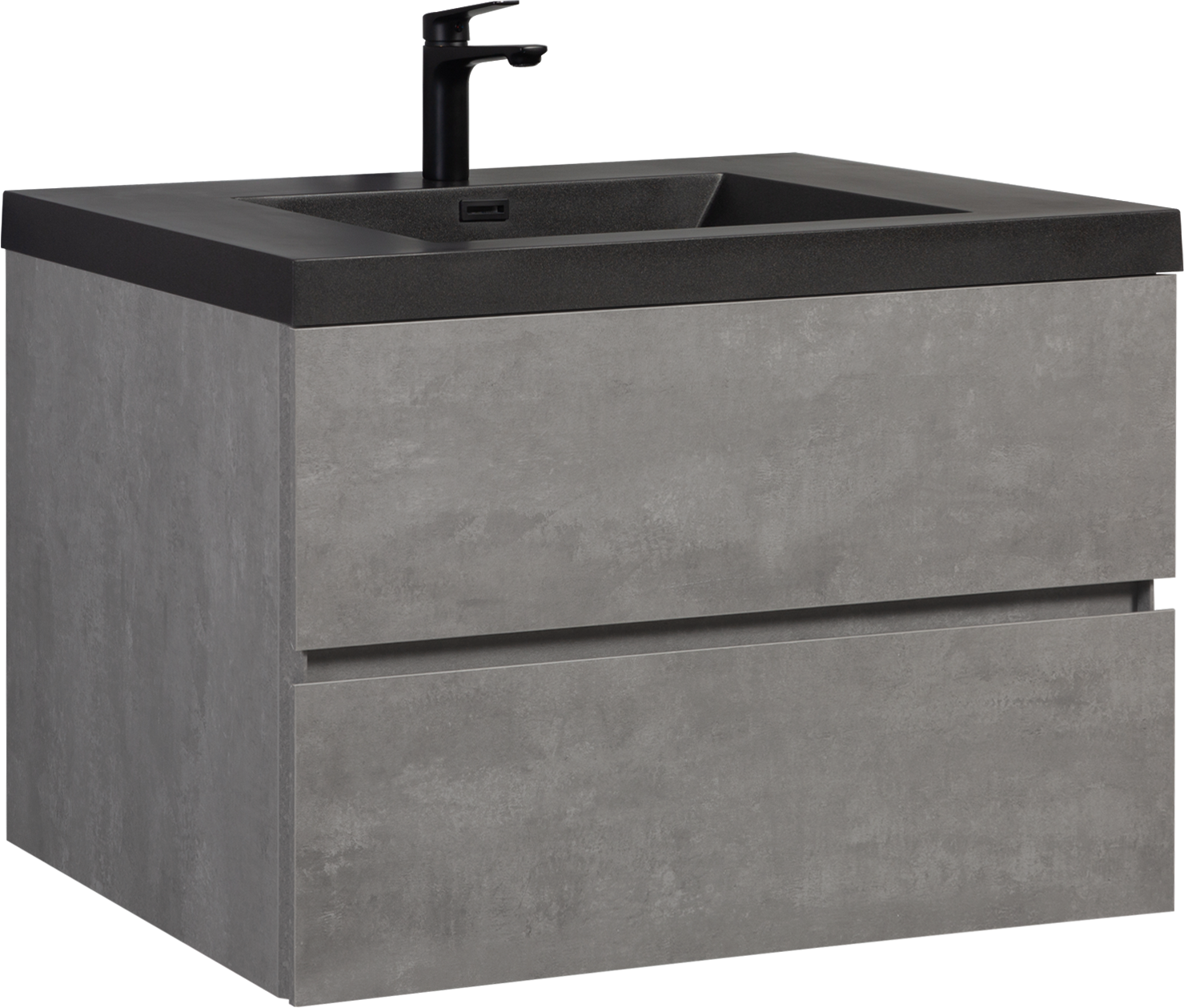 36" Floating Bathroom Vanity with Sink, Modern Wall-Mounted Bathroom Storage Vanity Cabinet with Black Quartz Sand Top Basin and Soft Close Drawers, Grey 24V12-36GR