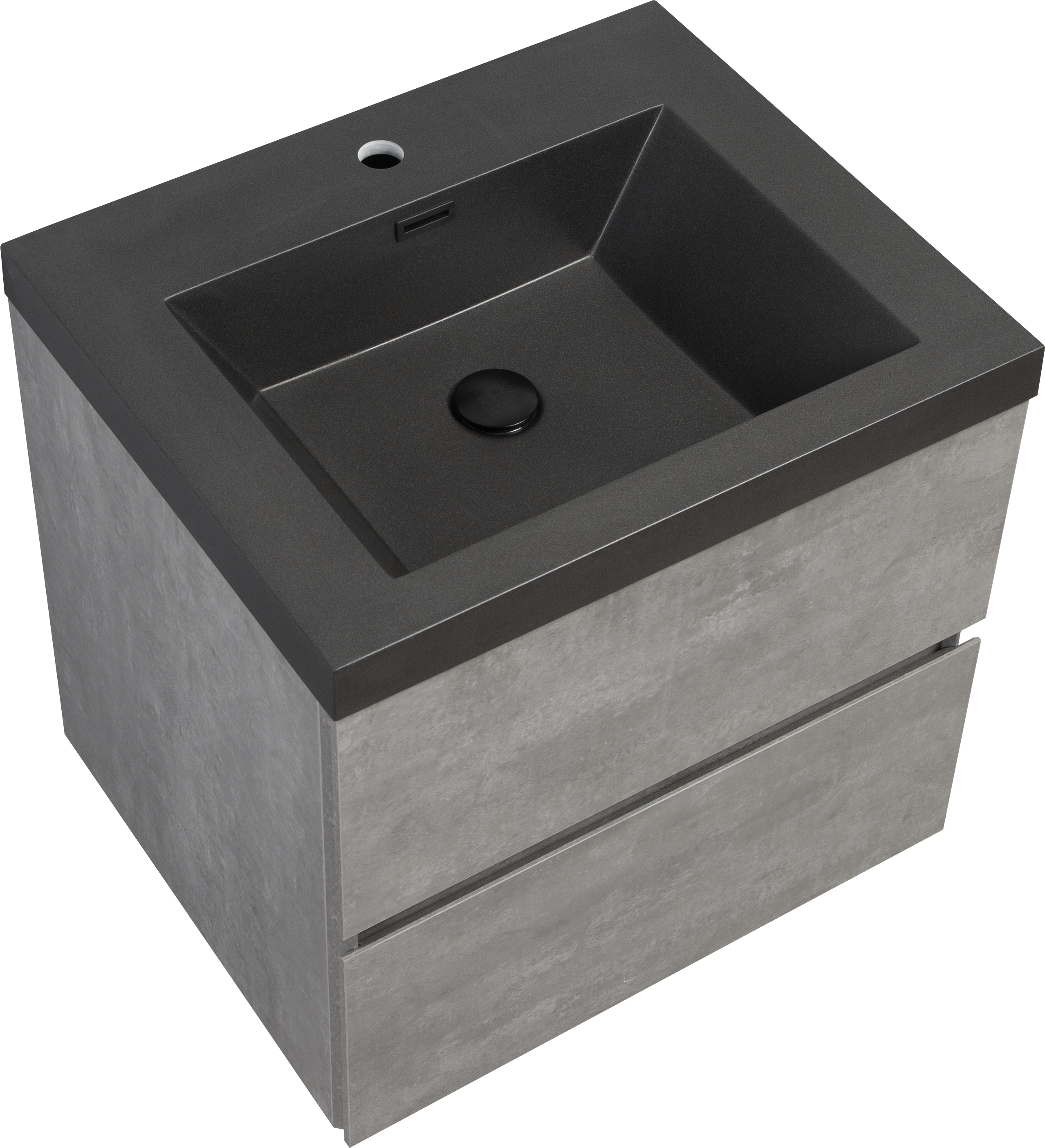 24" Floating Bathroom Vanity with Sink, Modern Wall-Mounted Bathroom Storage Vanity Cabinet with Black Quartz Sand Top Basin and Soft Close Drawers, 24V12-24GR Grey