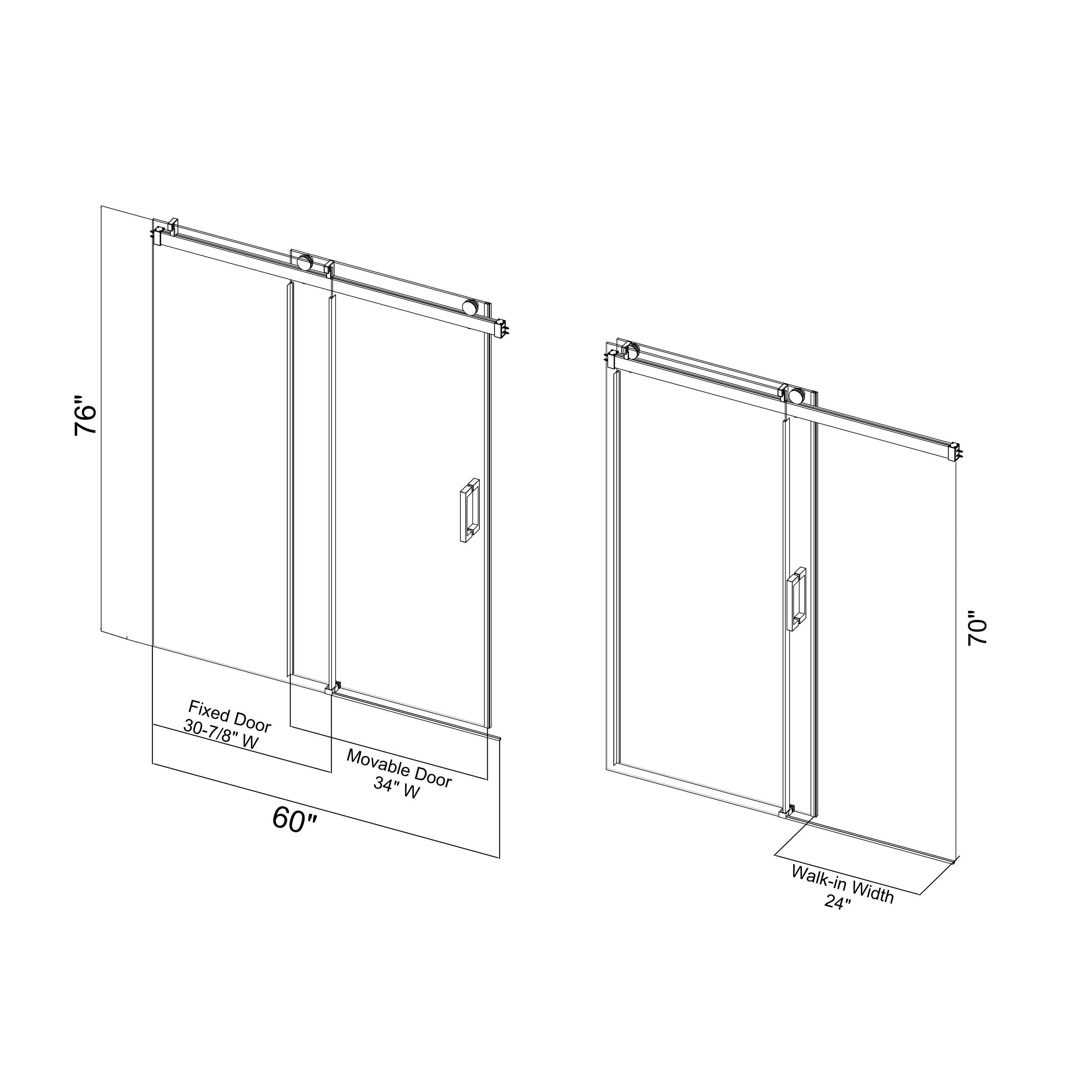 56 to 60 in. W x 76 in. H Sliding Frameless Soft-Close Shower Door with Premium 3/8 Inch (10mm) Thick Tampered Glass in Brushed Nickel 22D01-60BN