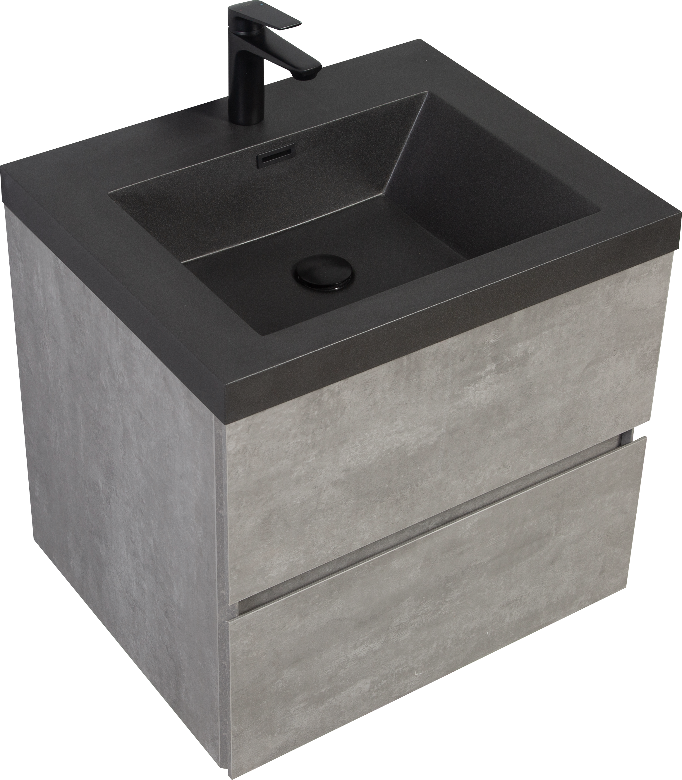 24" Floating Bathroom Vanity with Sink, Modern Wall-Mounted Bathroom Storage Vanity Cabinet with Black Quartz Sand Top Basin and Soft Close Drawers, 24V12-24GR Grey