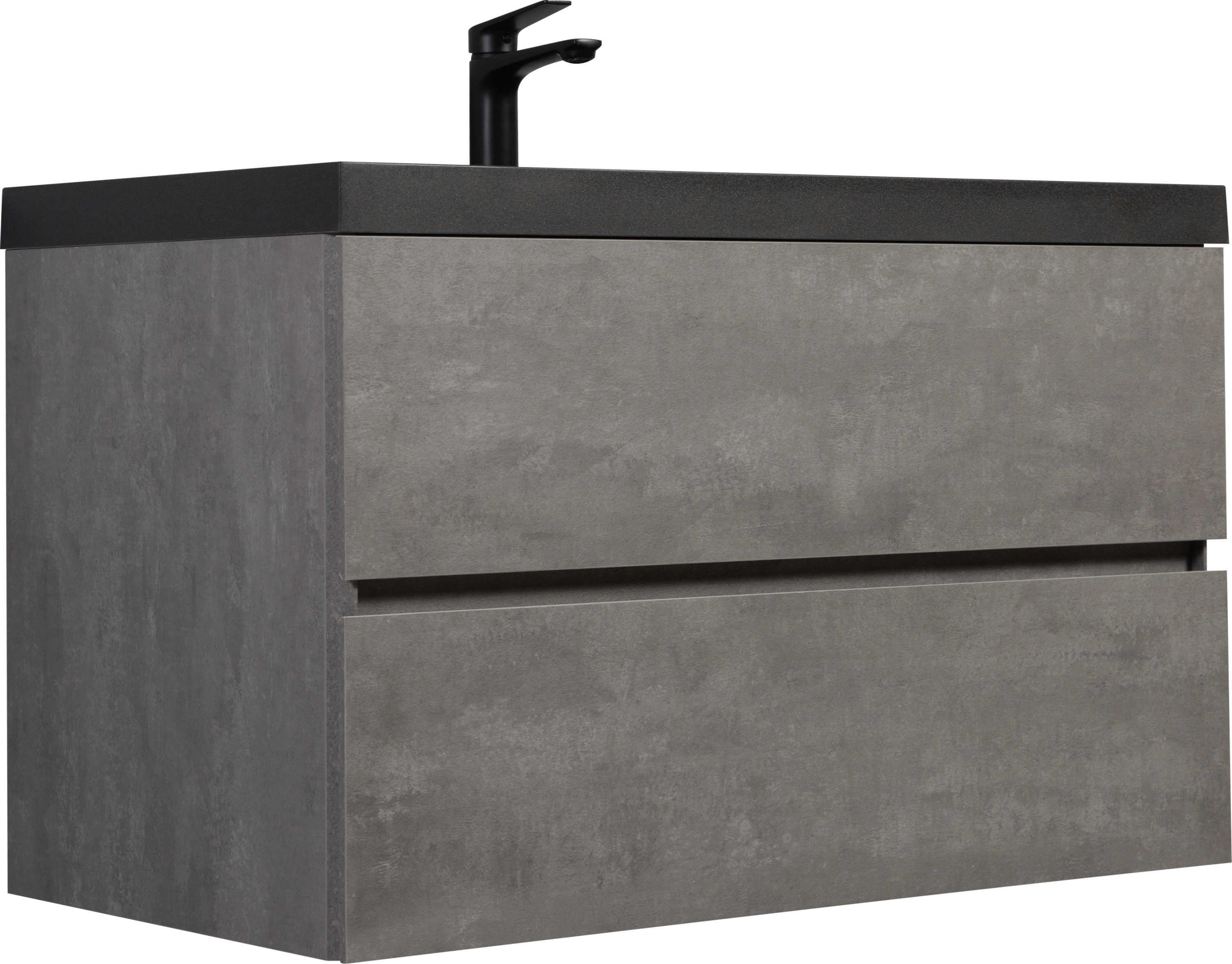 36" Floating Bathroom Vanity with Sink, Modern Wall-Mounted Bathroom Storage Vanity Cabinet with Black Quartz Sand Top Basin and Soft Close Drawers, Grey 24V12-36GR