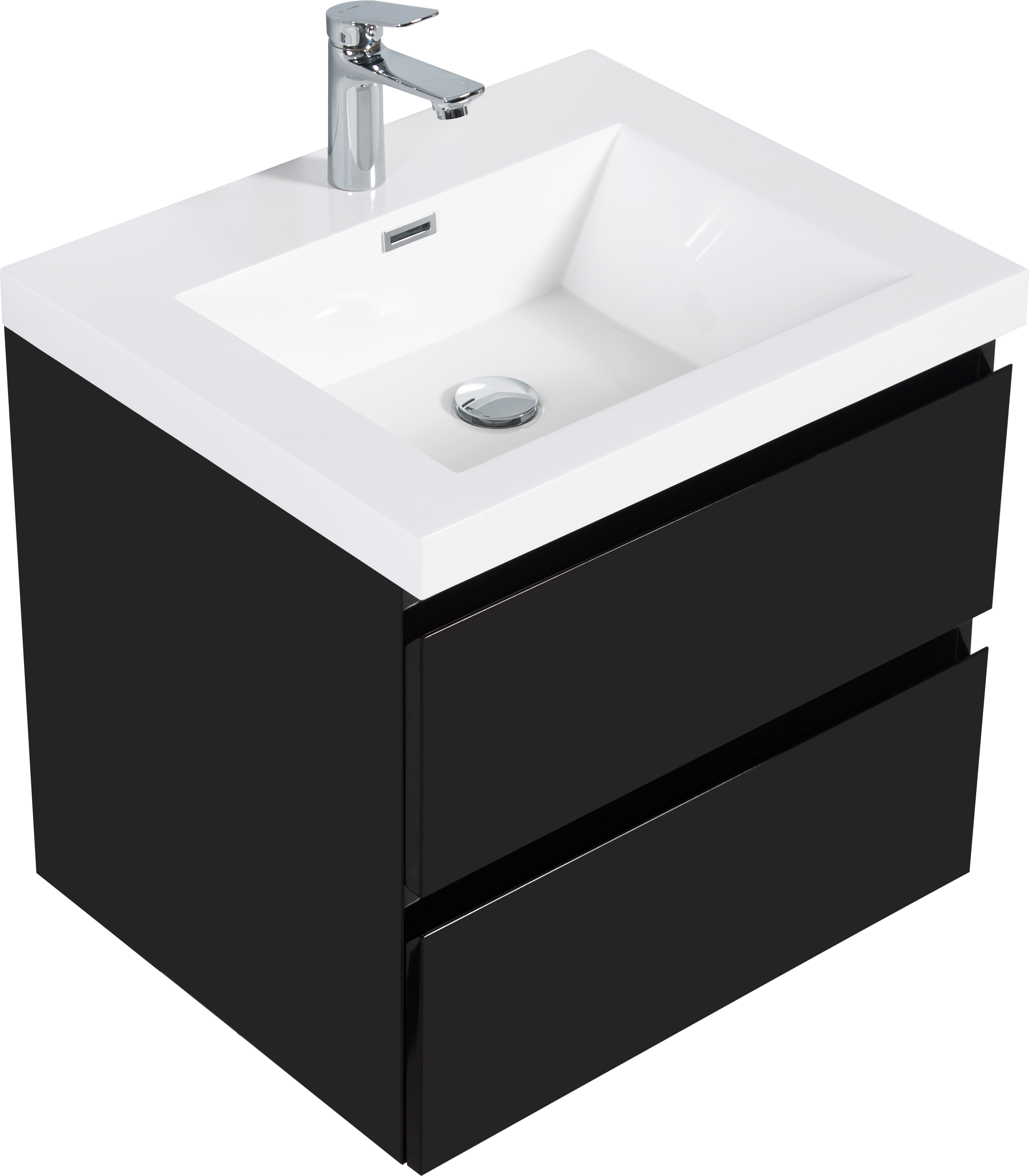 24" Floating Bathroom Vanity with Sink, Modern Wall-Mounted Bathroom Storage Vanity Cabinet with Resin Top Basin and Soft Close Drawers, Glossy Black 24V11-24GB