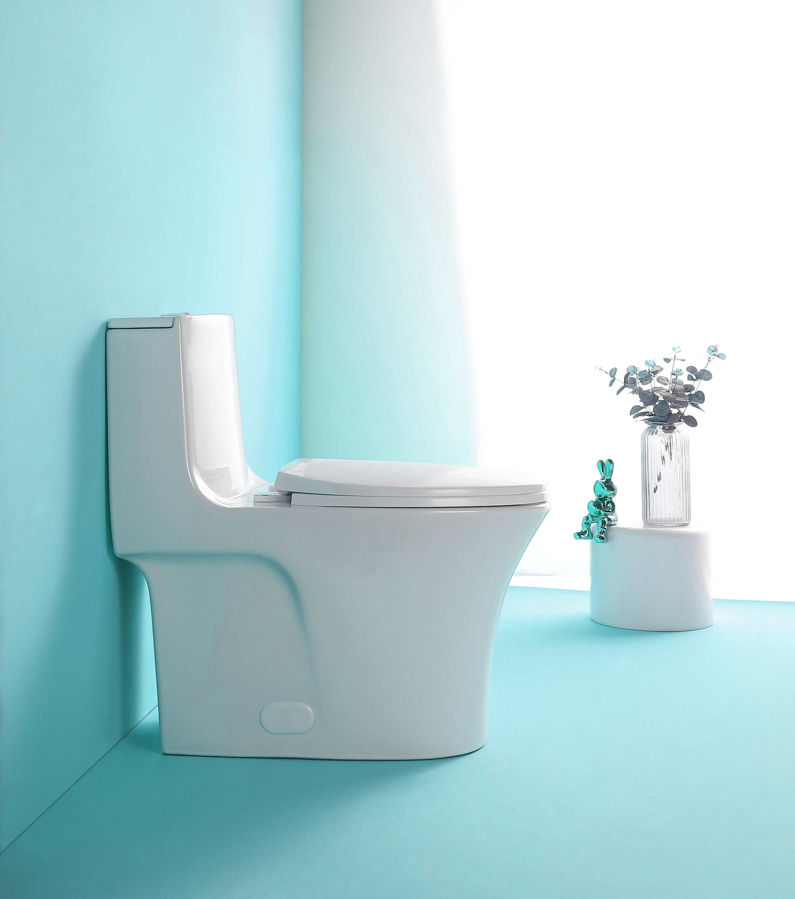 1.1/1.60 GPF Dual-Flush One Piece Toilet, Water-Saving Elongated Comfort Height Floor Mounted, Soft Closing Seat, 1000 Gram Map Flushing Score Toilet, Gloss White 23T02-GW