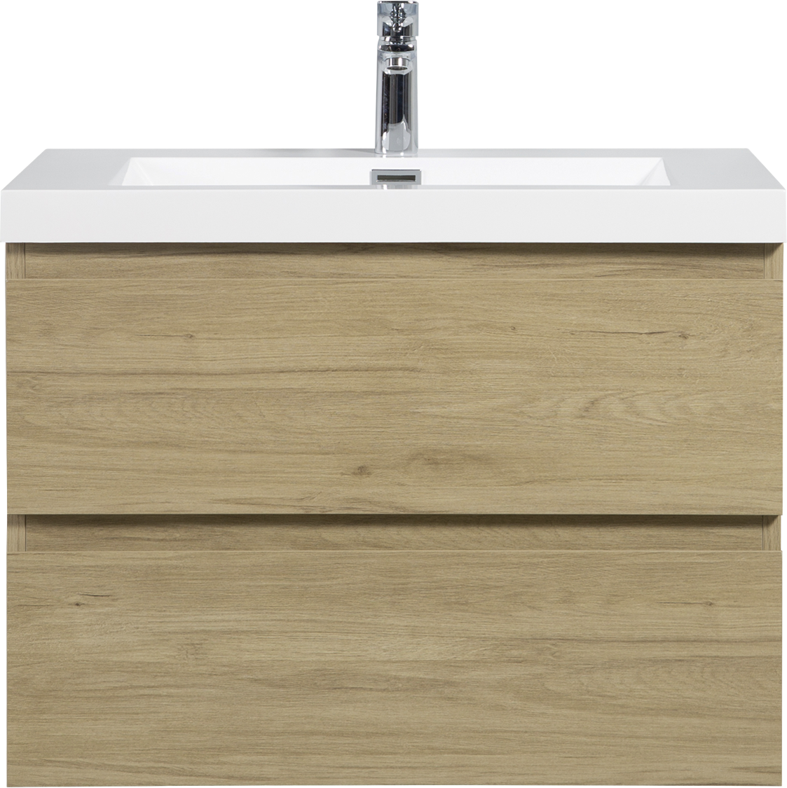 30" Floating Bathroom Vanity with Sink, Modern Wall-Mounted Bathroom Storage Vanity Cabinet with Resin Top Basin and Soft Close Drawers, Natural Oak 24V11-30NO