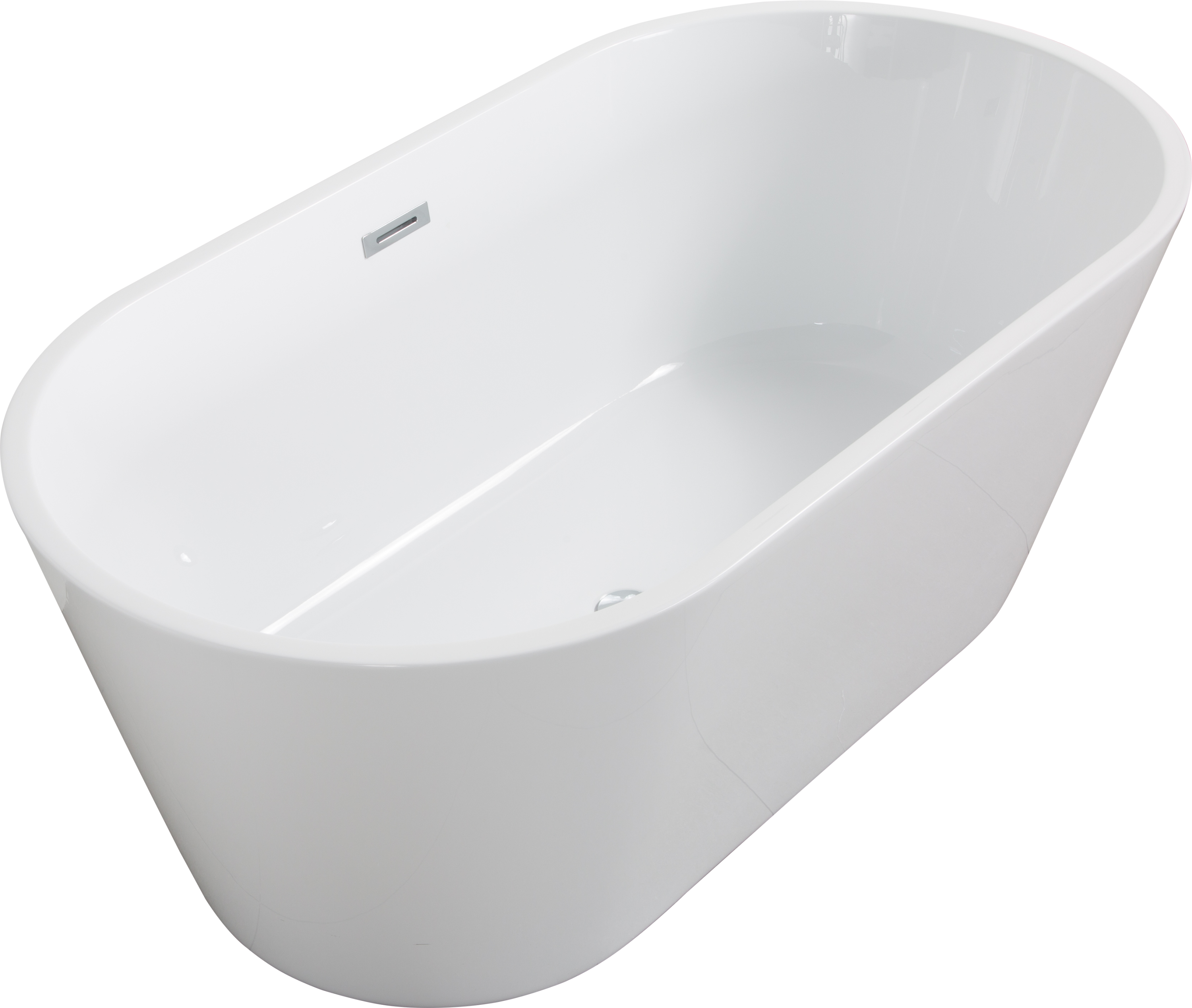 Glossy Acrylic Freestanding Soaking Bathtub with Chrome Overflow and Drain in White, cUPC Certified - 59*31.1 22A02-60