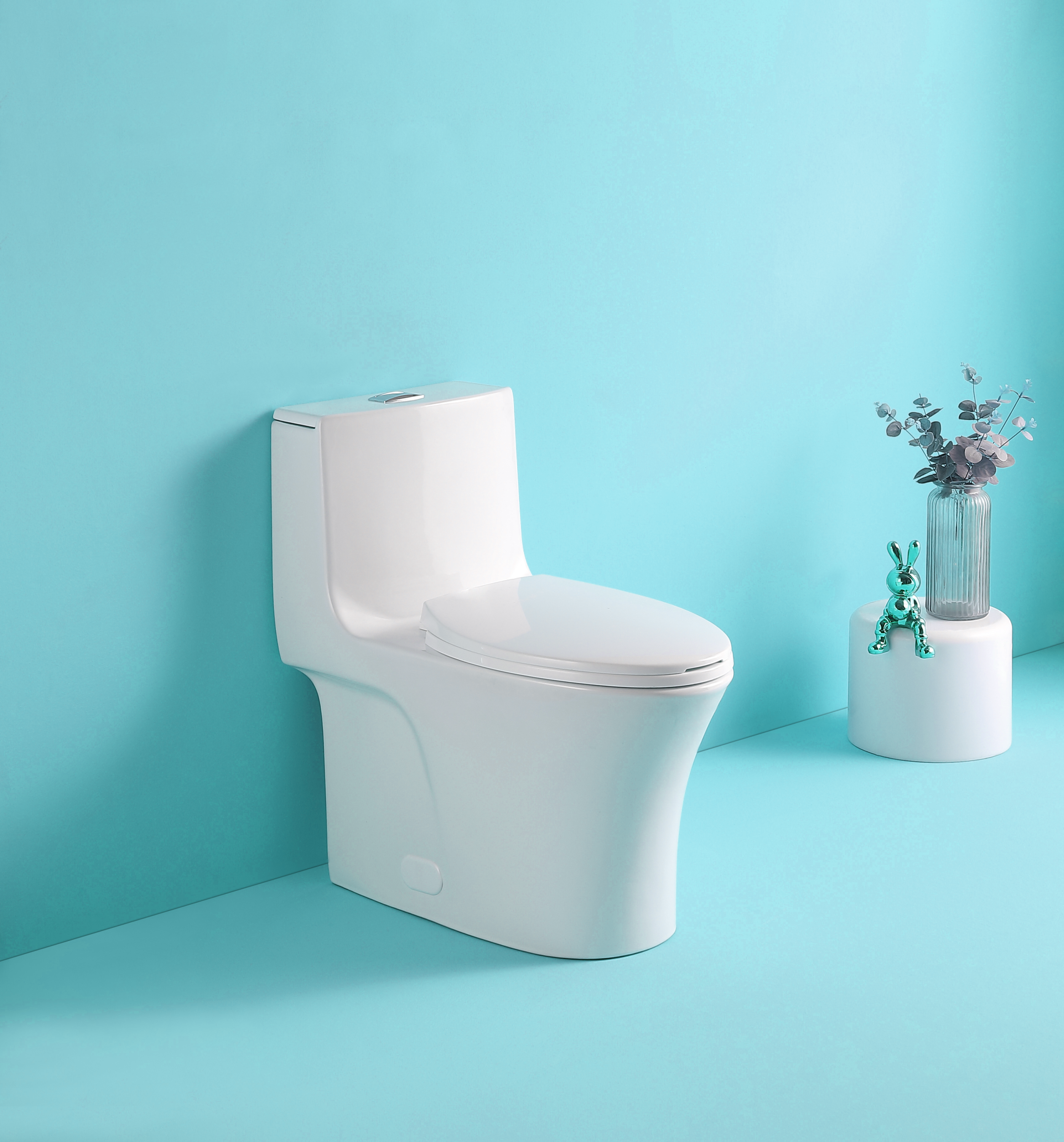 1.1/1.60 GPF Dual-Flush One Piece Toilet, Water-Saving Elongated Comfort Height Floor Mounted, Soft Closing Seat, 1000 Gram Map Flushing Score Toilet, Gloss White 23T02-GW