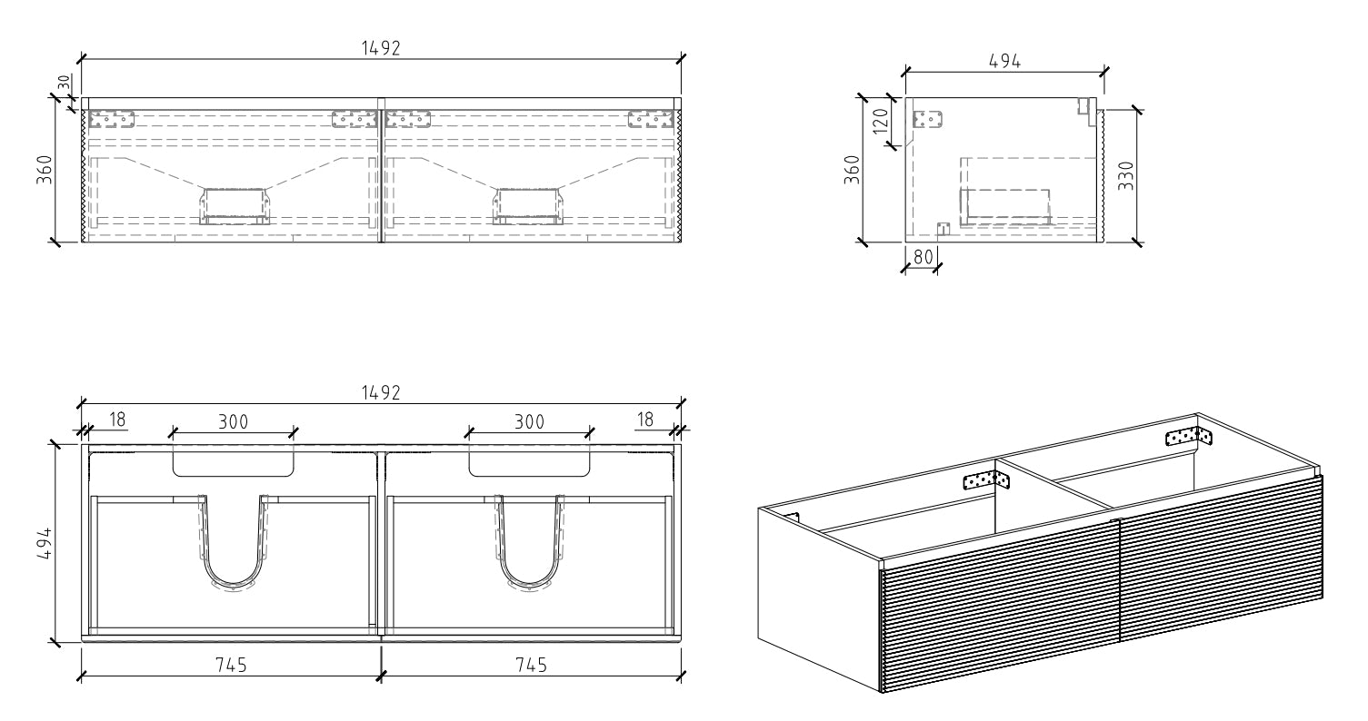 60" Floating Bathroom Vanity with Two Sinks, Modern Wall-Mounted Bathroom Storage Vanity Cabinet with Countertop and Soft Close Drawers, Ink Black CRUIS-60