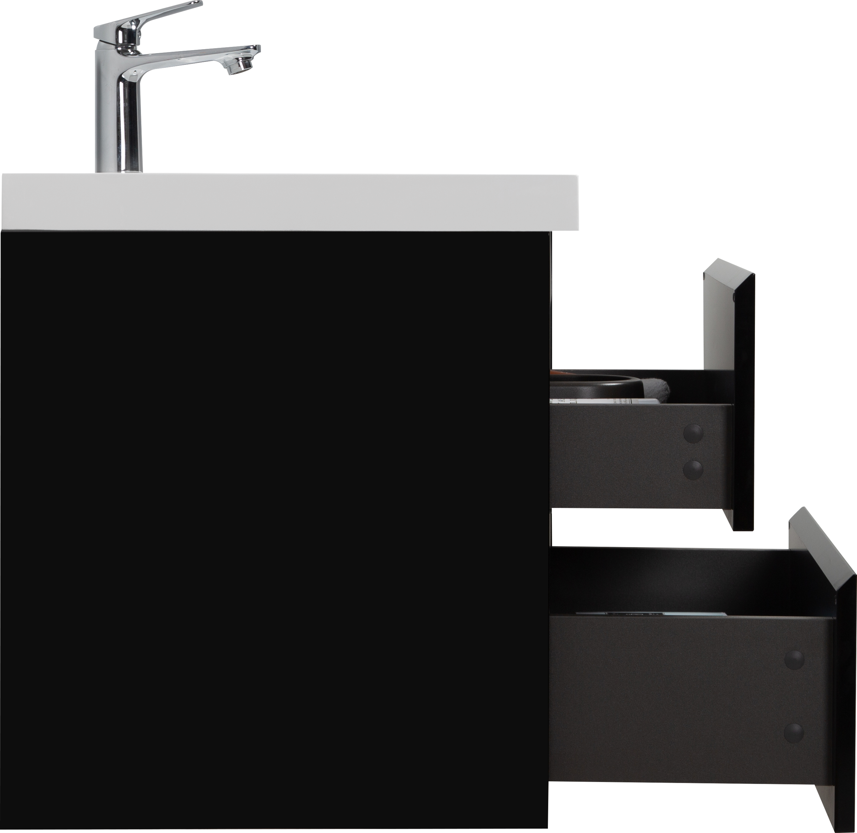 24" Floating Bathroom Vanity with Sink, Modern Wall-Mounted Bathroom Storage Vanity Cabinet with Resin Top Basin and Soft Close Drawers, Glossy Black 24V11-24GB