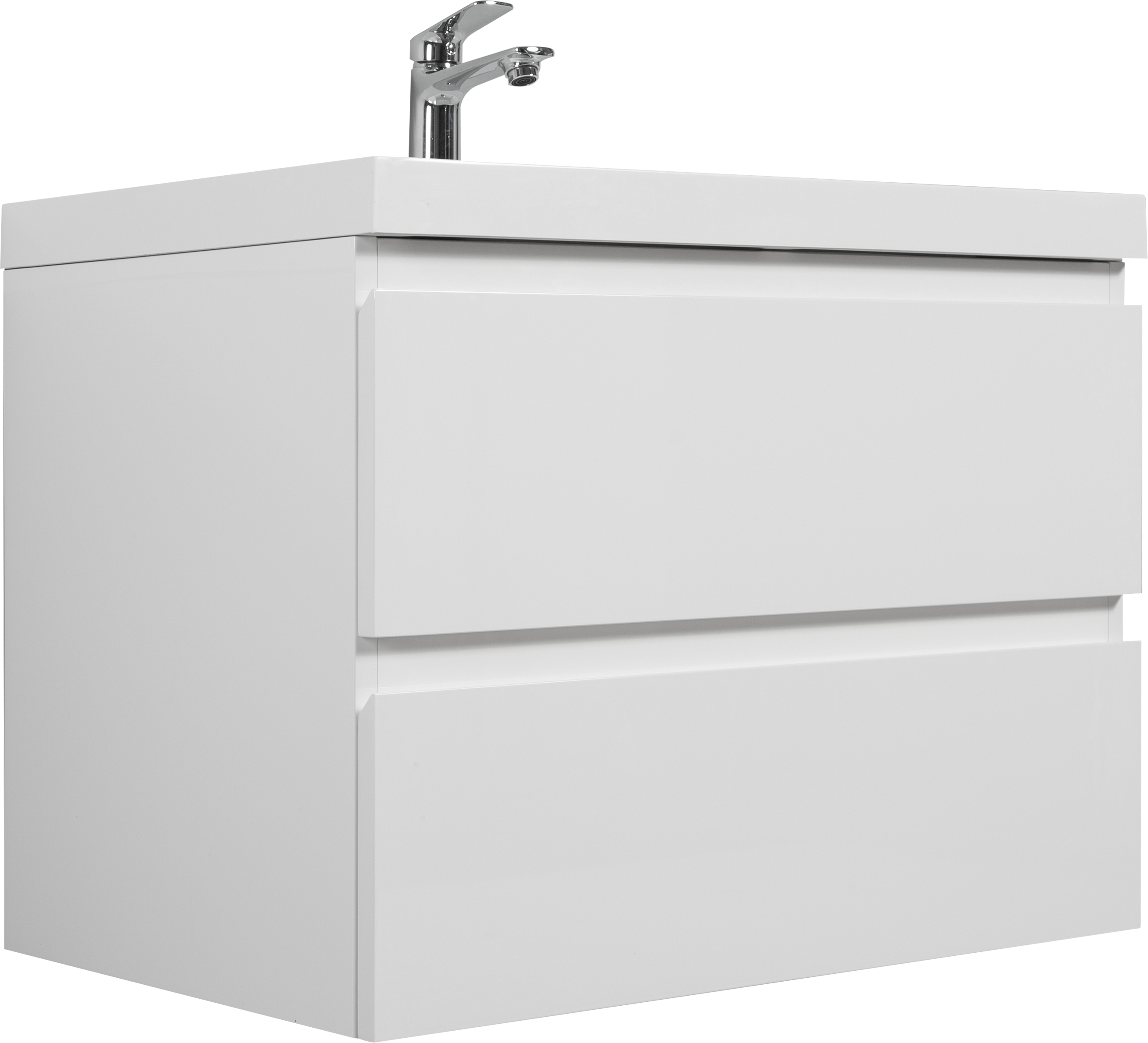 30" Floating Bathroom Vanity with Sink, Modern Wall-Mounted Bathroom Storage Vanity Cabinet with Resin Top Basin and Soft Close Drawers, Glossy White 24V11-30GW