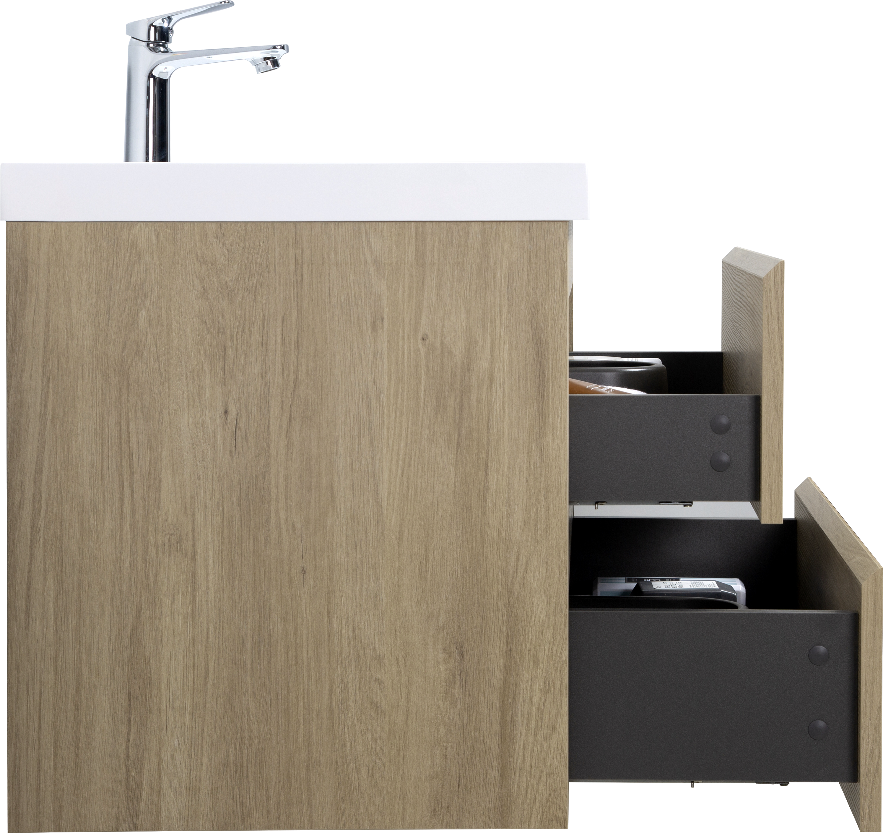 30" Floating Bathroom Vanity with Sink, Modern Wall-Mounted Bathroom Storage Vanity Cabinet with Resin Top Basin and Soft Close Drawers, Natural Oak 24V11-30NO