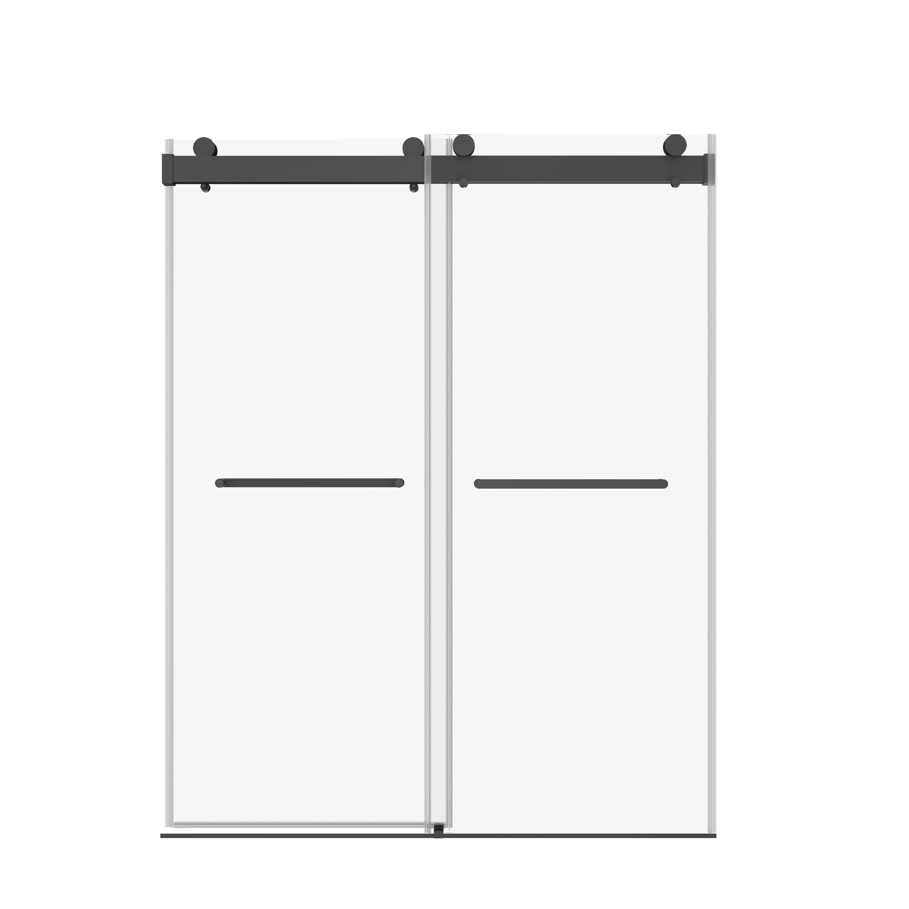 68-72 in. W x 76 in. H Double Sliding Frameless Soft-Close Shower Door with Premium 3/8 Inch (10mm) Thick Tampered Glass and Easy-cleaning Coating, Stainless Steel in Matte Black 22D02-72MB