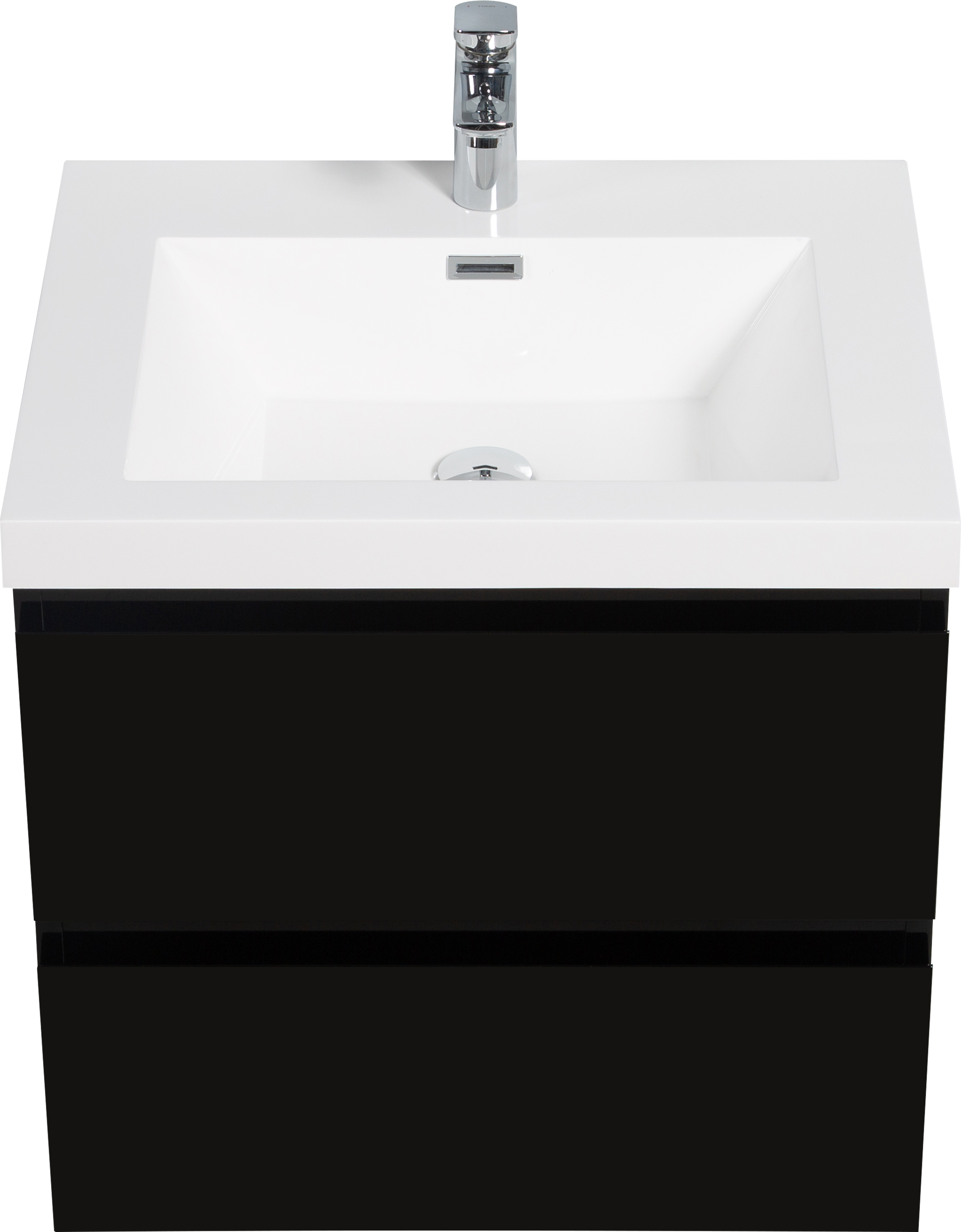 24" Floating Bathroom Vanity with Sink, Modern Wall-Mounted Bathroom Storage Vanity Cabinet with Resin Top Basin and Soft Close Drawers, Glossy Black 24V11-24GB