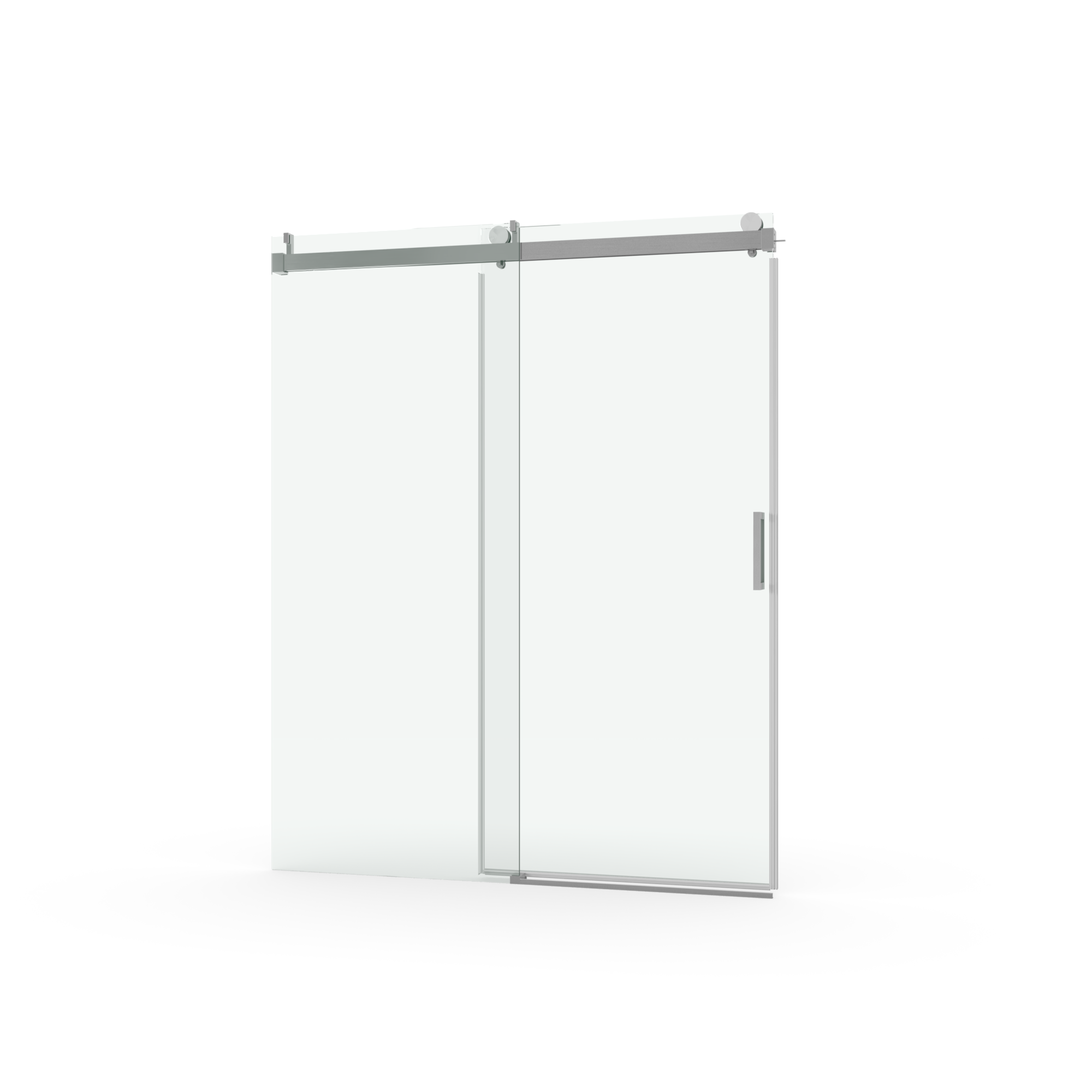 68 to 72 in. W x 76 in. H Sliding Frameless Soft-Close Shower Door with Premium 3/8 Inch (10mm) Thick Tampered Glass in Brushed Nickel 22D01-72BN