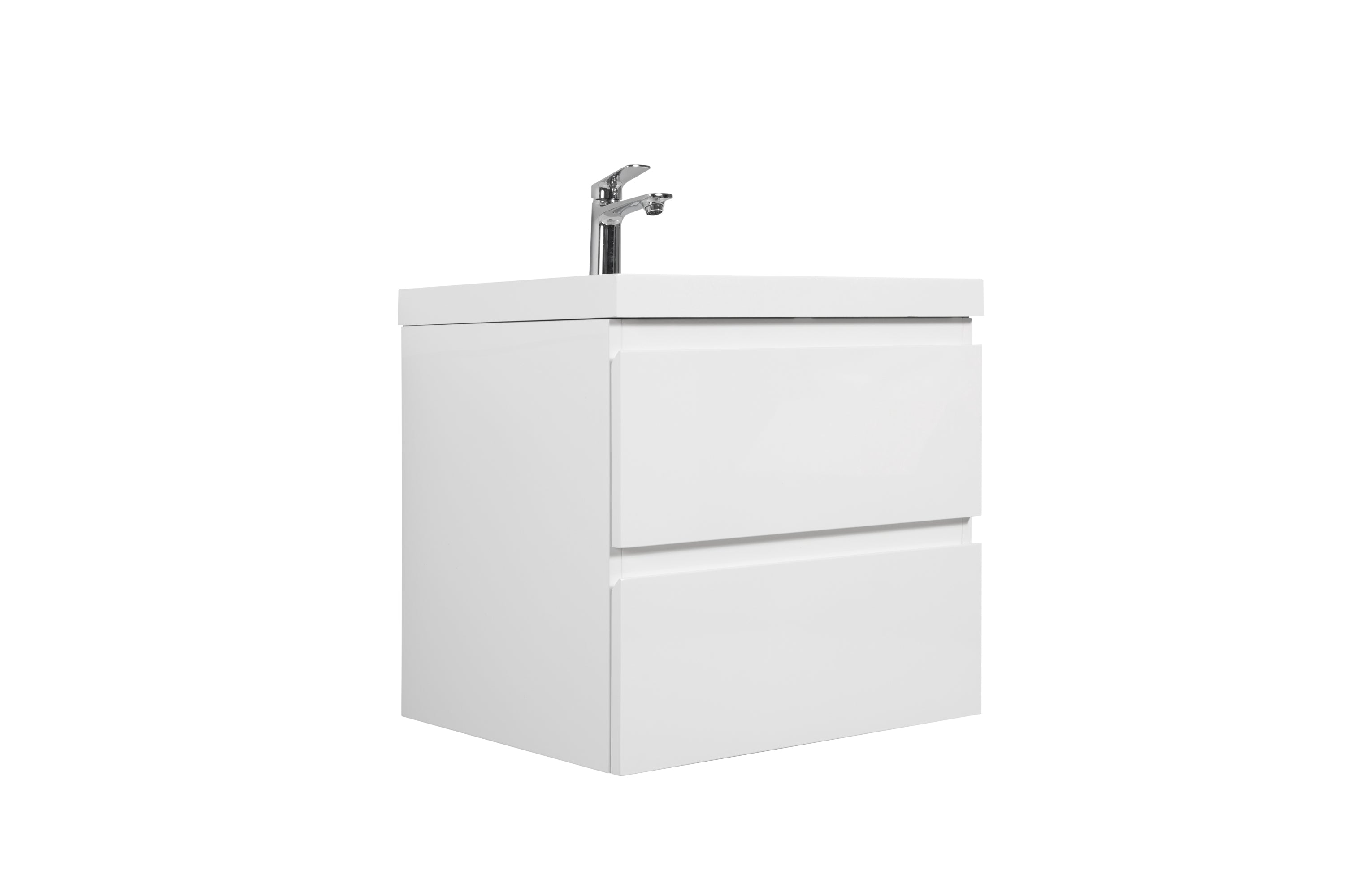 24" Floating Bathroom Vanity with Sink, Modern Wall-Mounted Bathroom Storage Vanity Cabinet with Resin Top Basin and Soft Close Drawers, Glossy White 24V11-24GW