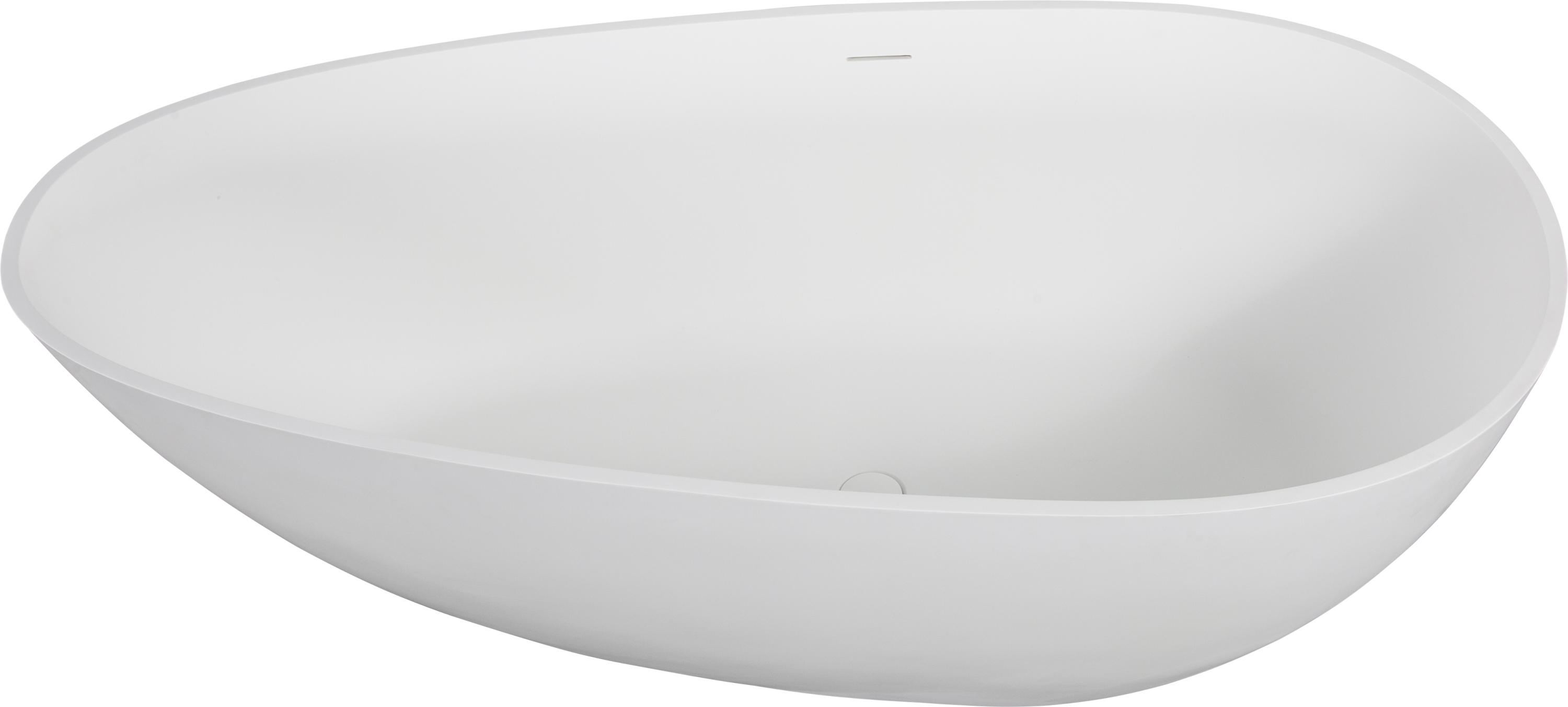 59" Freestanding Solid Surface Bathtub, Luxury Handcrafted Stone Resin Freestanding Soaking Bathtub with Overflow and Pop-up Drain, Matte White 24S02-59MW