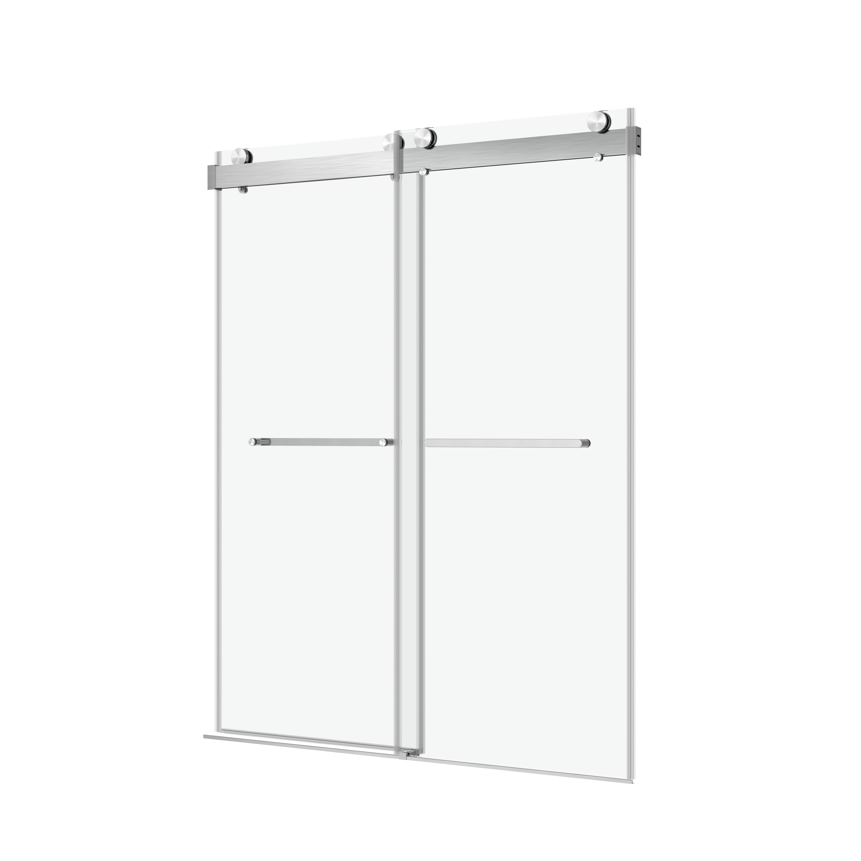 68 to 72 in. W x 76 in. H Double Sliding Frameless Soft-Close Shower Door with Premium 3/8 Inch (10mm) Thick Tampered Glass and Easy-cleaning Coating, 23D02-72BN Brushed Nickel