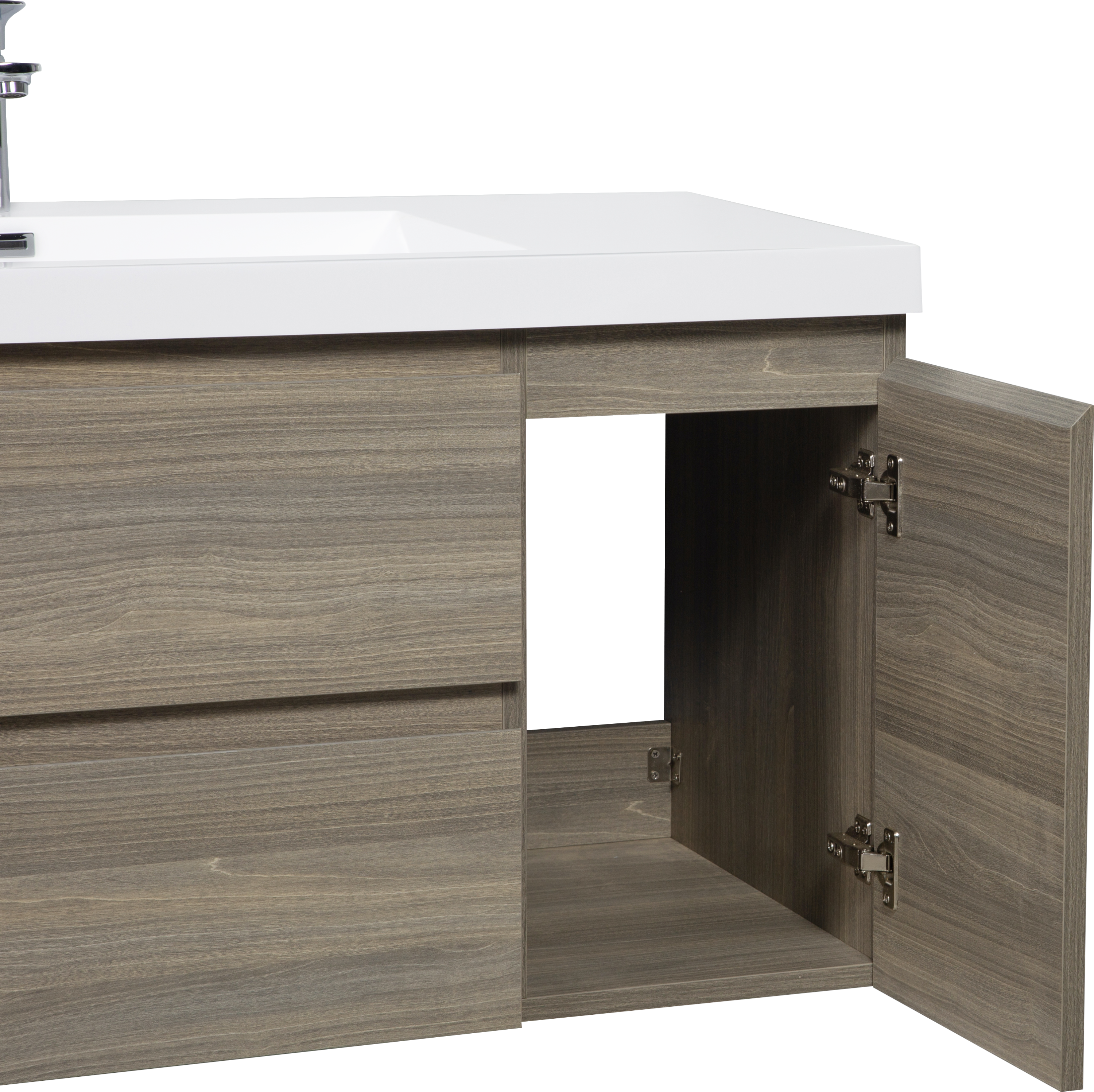 48" Floating Bathroom Vanity with Sink, Modern Wall-Mounted Bathroom Storage Vanity Cabinet with Resin Top Basin and Soft Close Drawers, Ash Grey 24V11-48AG