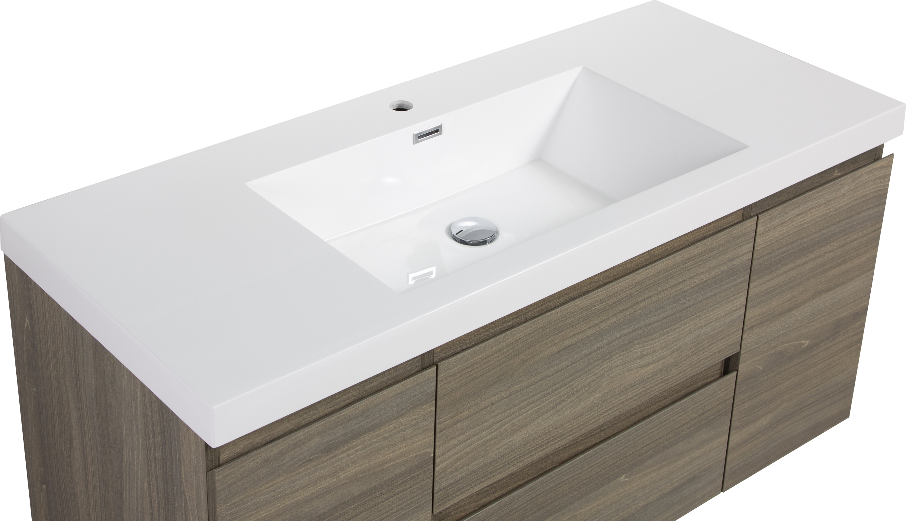 48" Floating Bathroom Vanity with Sink, Modern Wall-Mounted Bathroom Storage Vanity Cabinet with Resin Top Basin and Soft Close Drawers, Ash Grey 24V11-48AG