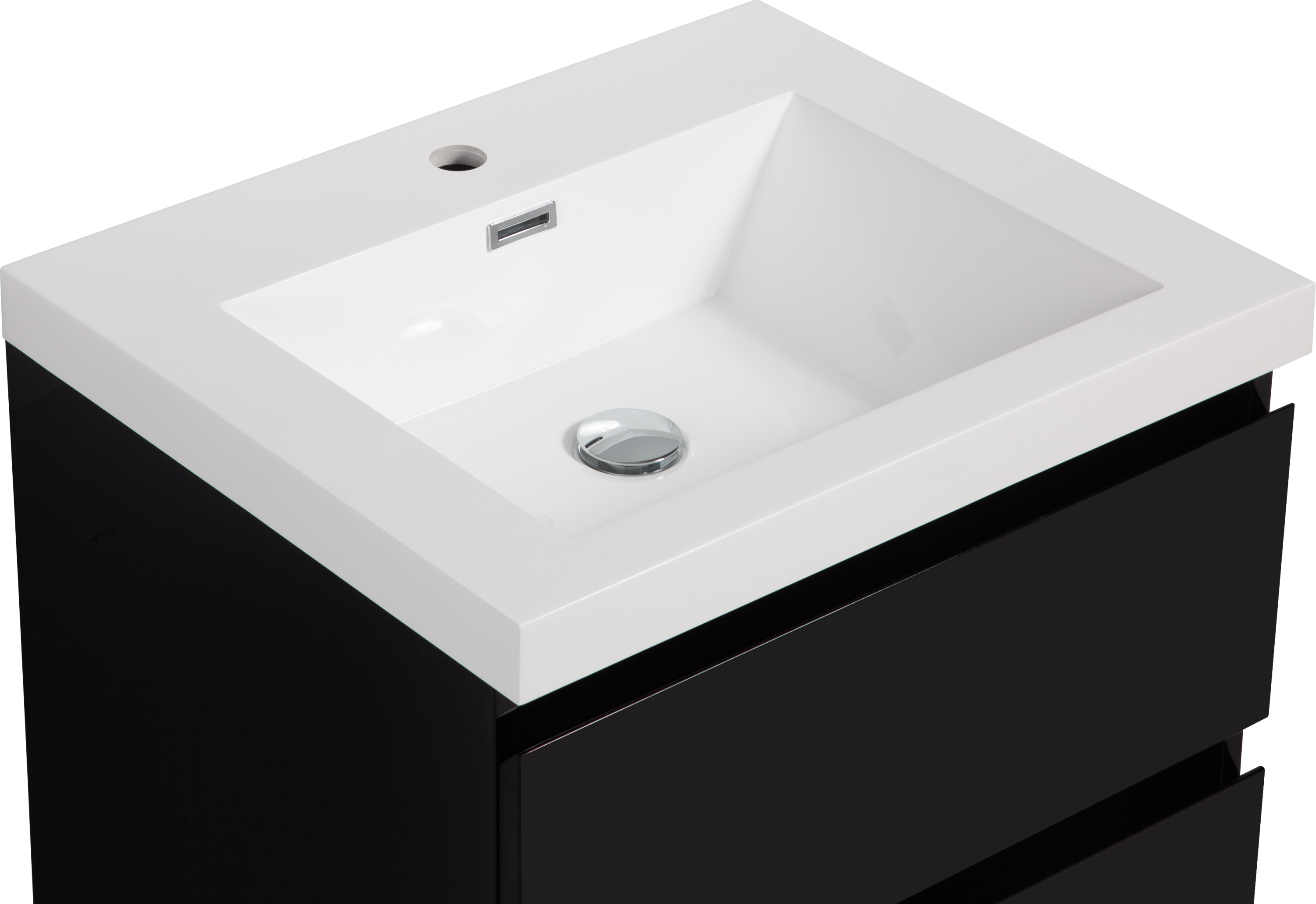 24" Floating Bathroom Vanity with Sink, Modern Wall-Mounted Bathroom Storage Vanity Cabinet with Resin Top Basin and Soft Close Drawers, Glossy Black 24V11-24GB