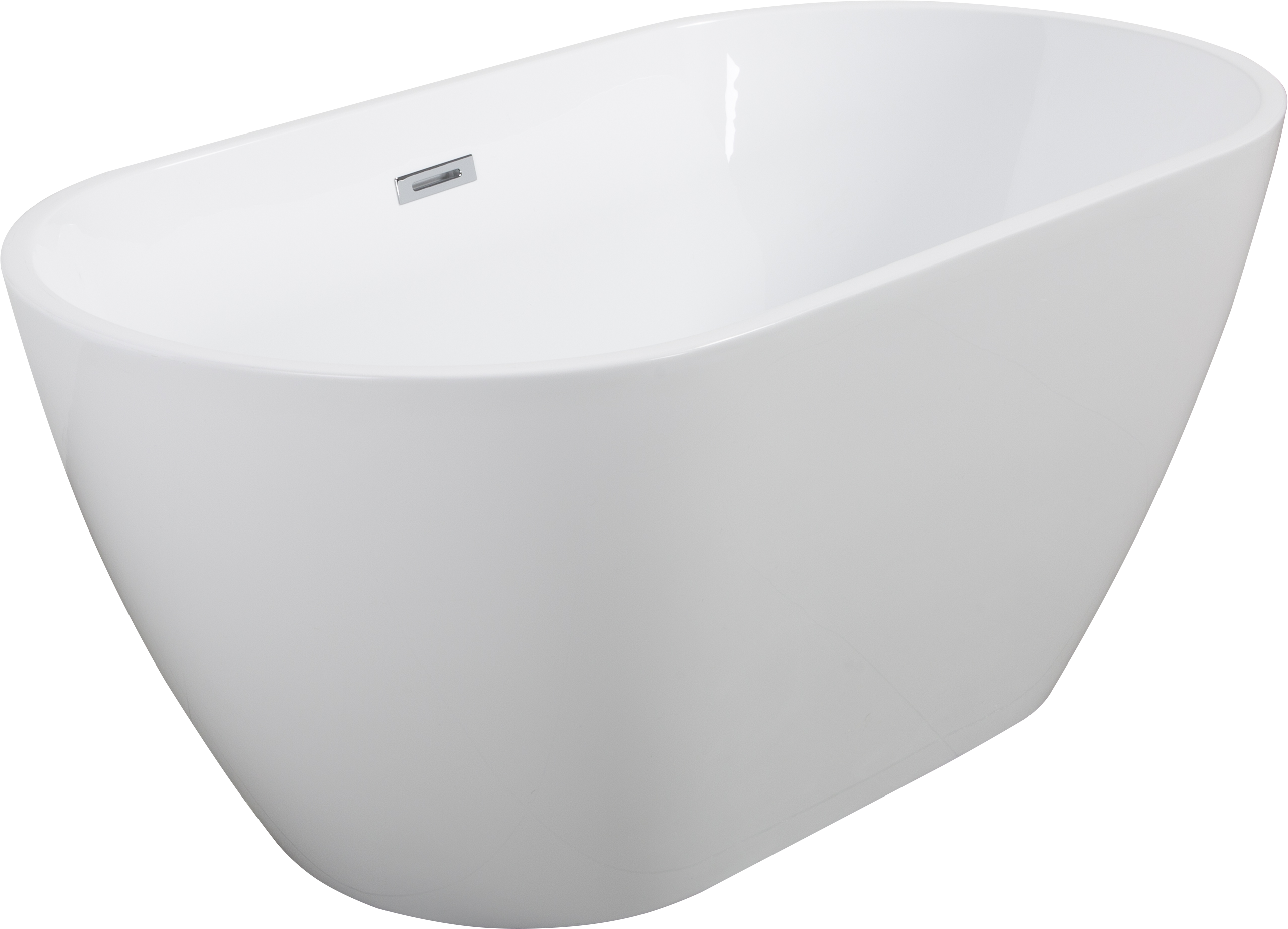 55" Sleek White Acrylic Freestanding Soaking Bathtub with Chrome Overflow and Drain, cUPC Certified - 55*28.35, Glossy White 22A09-55