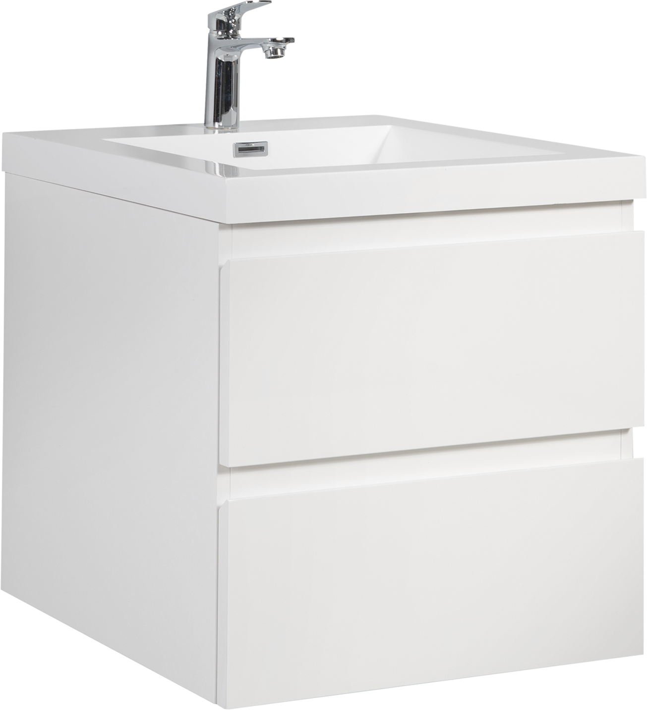 24" Floating Bathroom Vanity with Sink, Modern Wall-Mounted Bathroom Storage Vanity Cabinet with Resin Top Basin and Soft Close Drawers, Glossy White 24V11-24GW