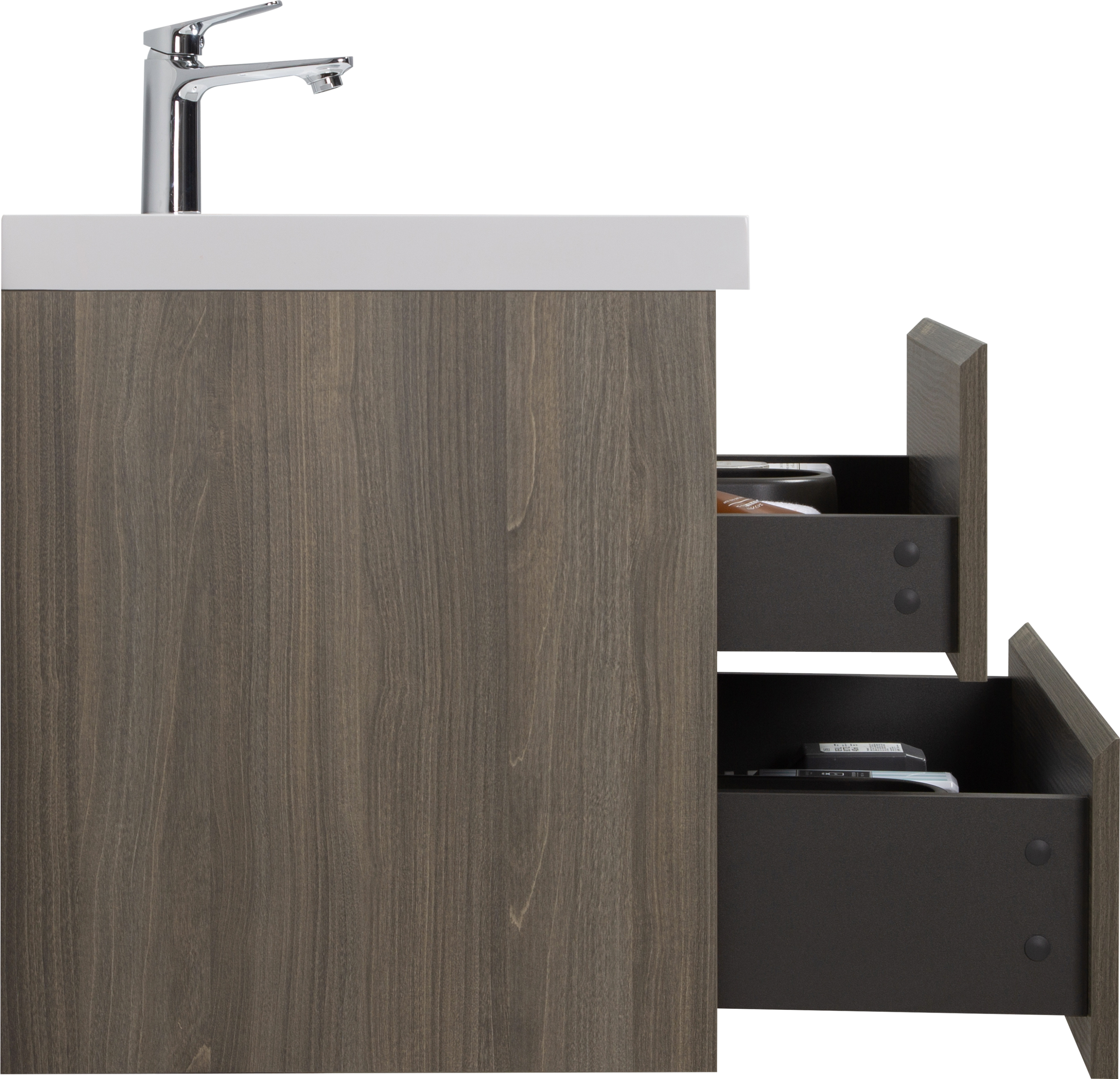 42" Floating Bathroom Vanity with Sink, Modern Wall-Mounted Bathroom Storage Vanity Cabinet with Resin Top Basin and Soft Close Drawers, Ash Grey 24V11-42AG