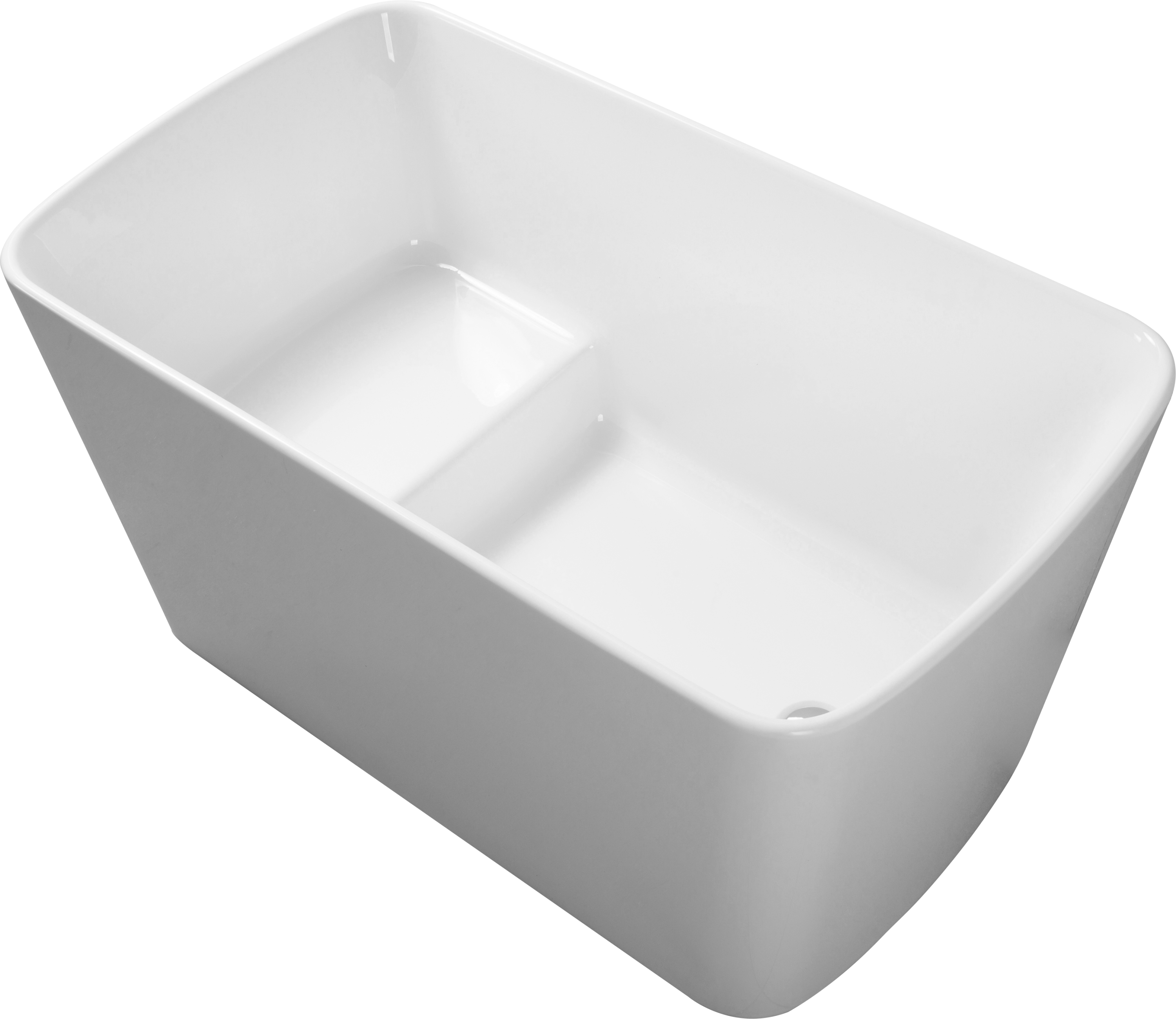 49'' Acrylic Freestanding Soaking Bathtub, Square-shape Japanese Soaking Hot Tub, Sit-In Design with Chrome Overflow and Drain for Express Delivery, Glossy White 23AMAZING-49 (W1920P179228)