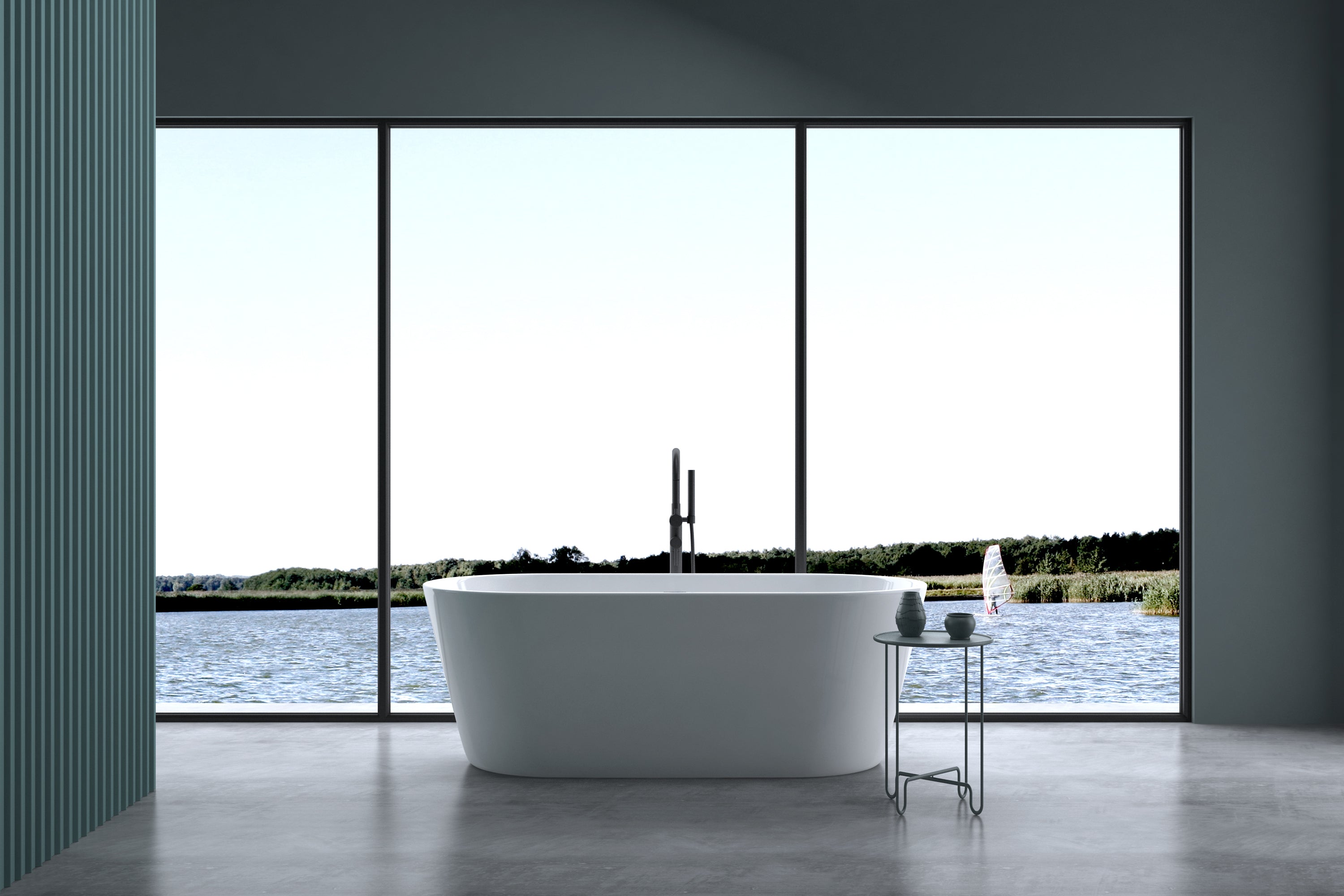 Glossy Acrylic Freestanding Soaking Bathtub with Chrome Overflow and Drain in White, cUPC Certified - 59*31.1 22A02-60