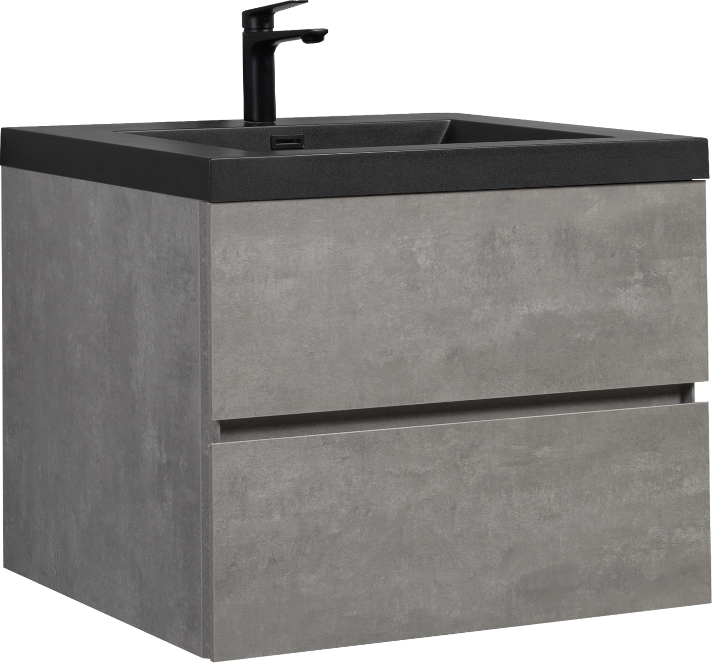 30" Floating Bathroom Vanity with Sink, Modern Wall-Mounted Bathroom Storage Vanity Cabinet with Black Quartz Sand Top Basin and Soft Close Drawers, Grey 24V12-30GR