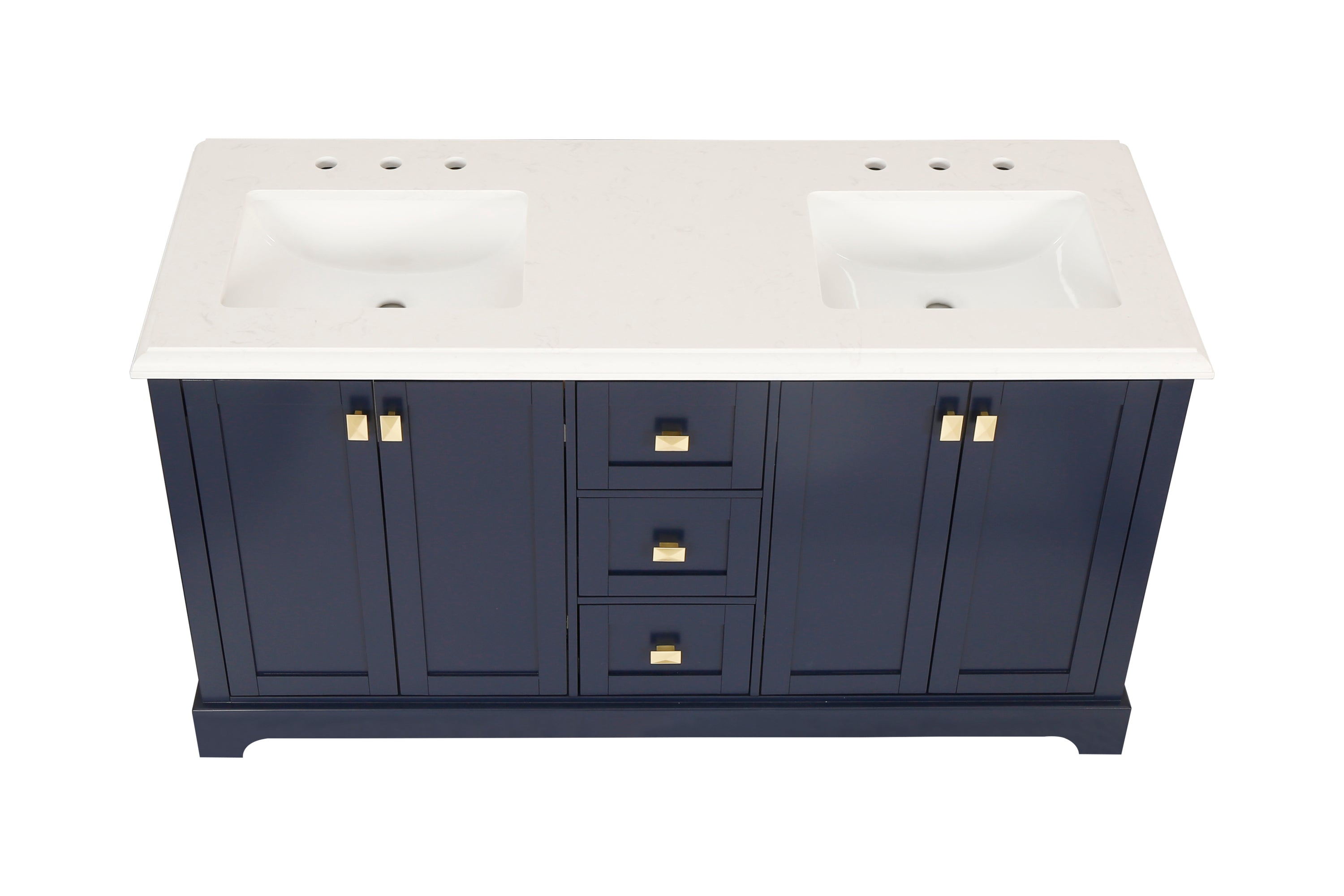 Vanity Sink Combo featuring a Marble Countertop, Bathroom Sink Cabinet, and Home Decor Bathroom Vanities - Fully Assembled Blue 60-inch Vanity with Sink 23V02-60NB